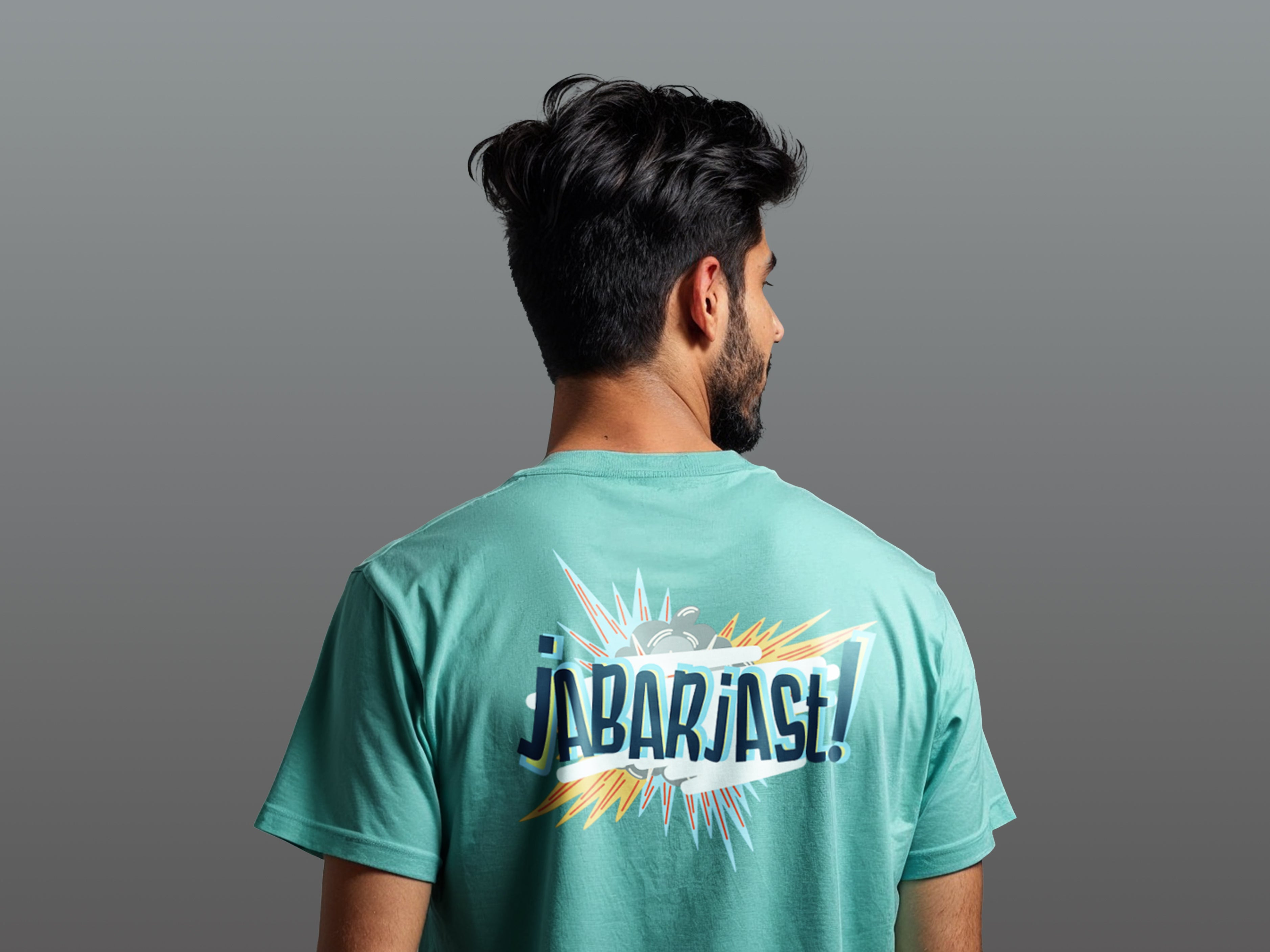 TMKOC Regular Fit Back Printed T-Shirts Aqua Green JABARJAST