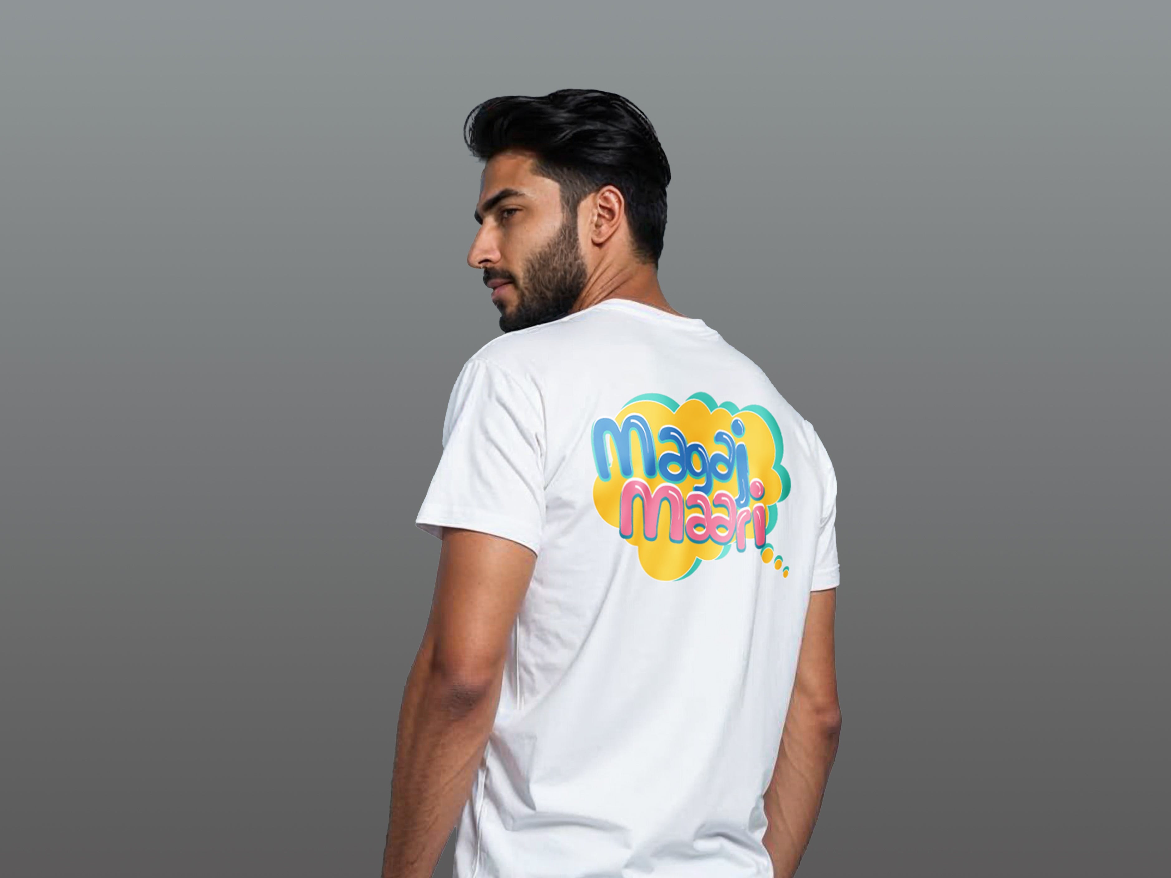 TMKOC White Printed T-Shirts For Mens