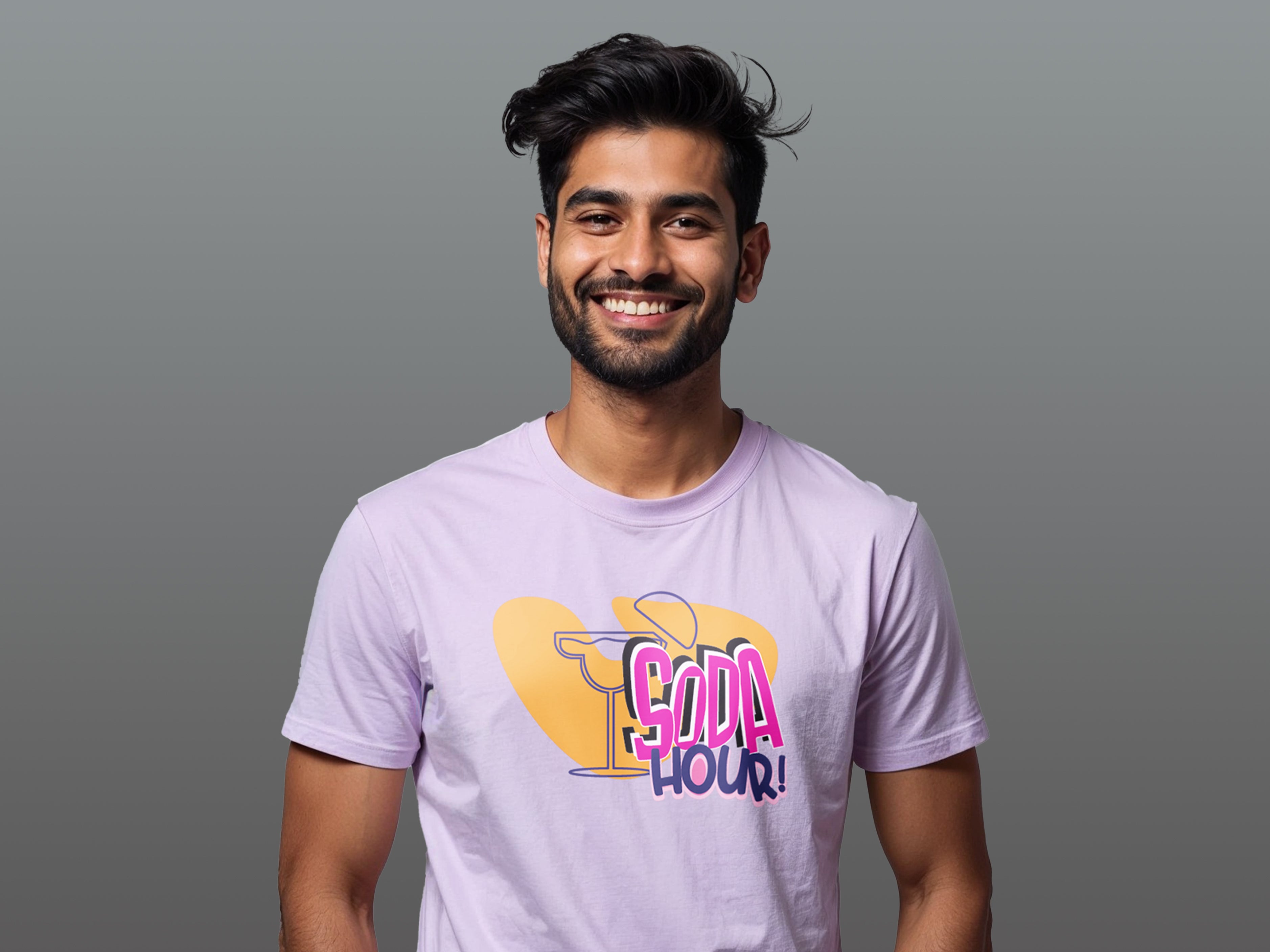 TMKOC Lavender Front Printed Regular Fit T-Shirts SODA HOUR