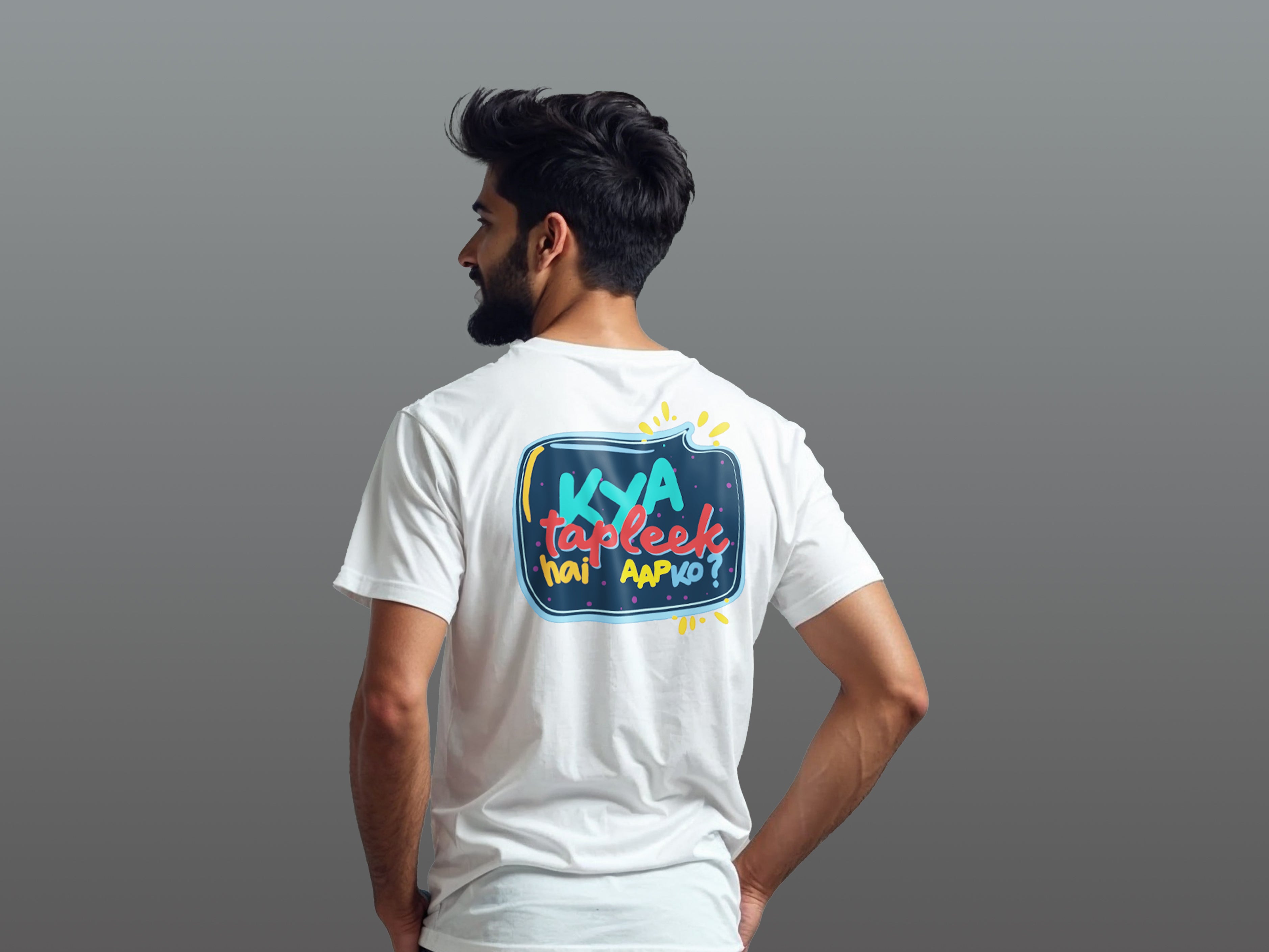 TMKOC White Printed T-Shirts For Mens