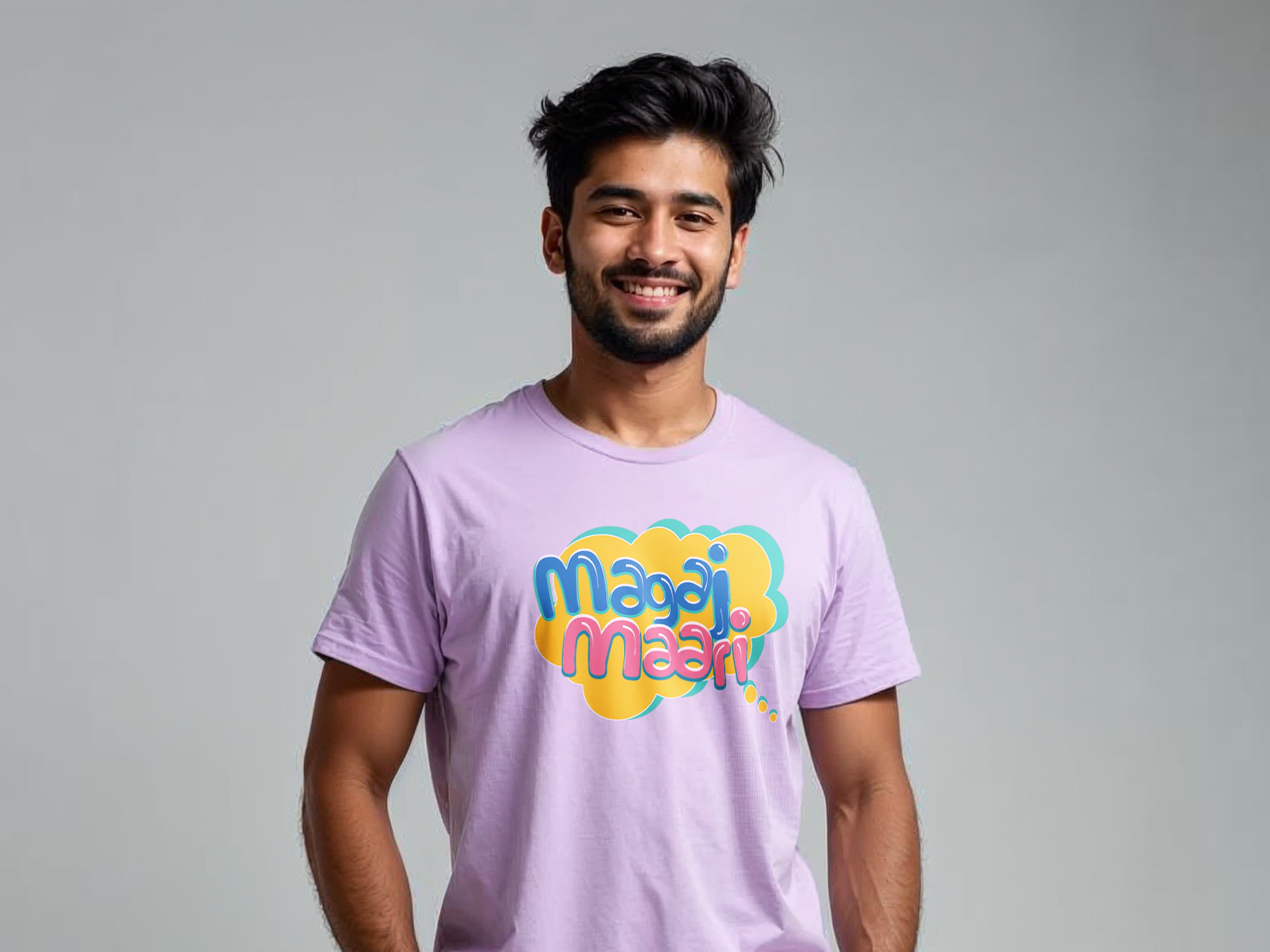 TMKOC Lavender Front Printed Regular Fit T-Shirts MAGAJ MAARI