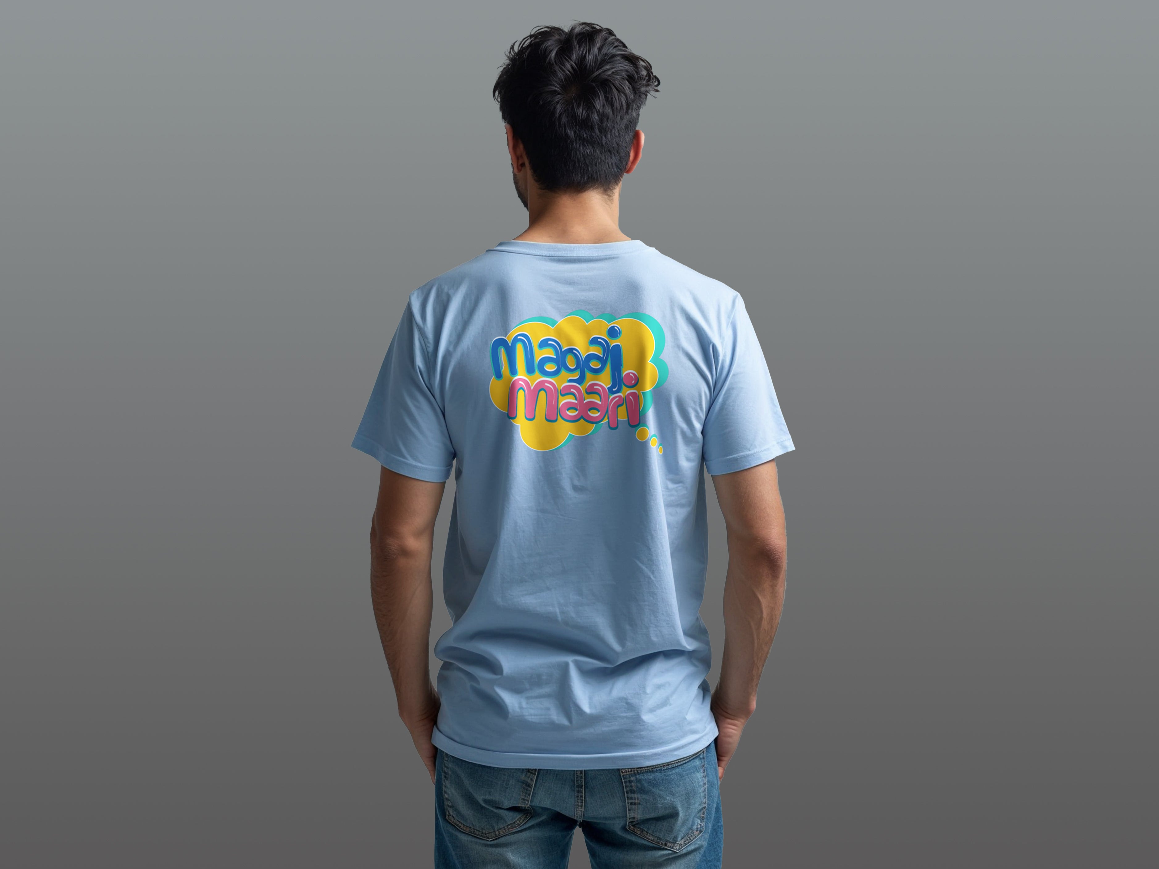 TMKOC Regular Fit Back Printed Blue T-Shirts MAGAJ MAARI