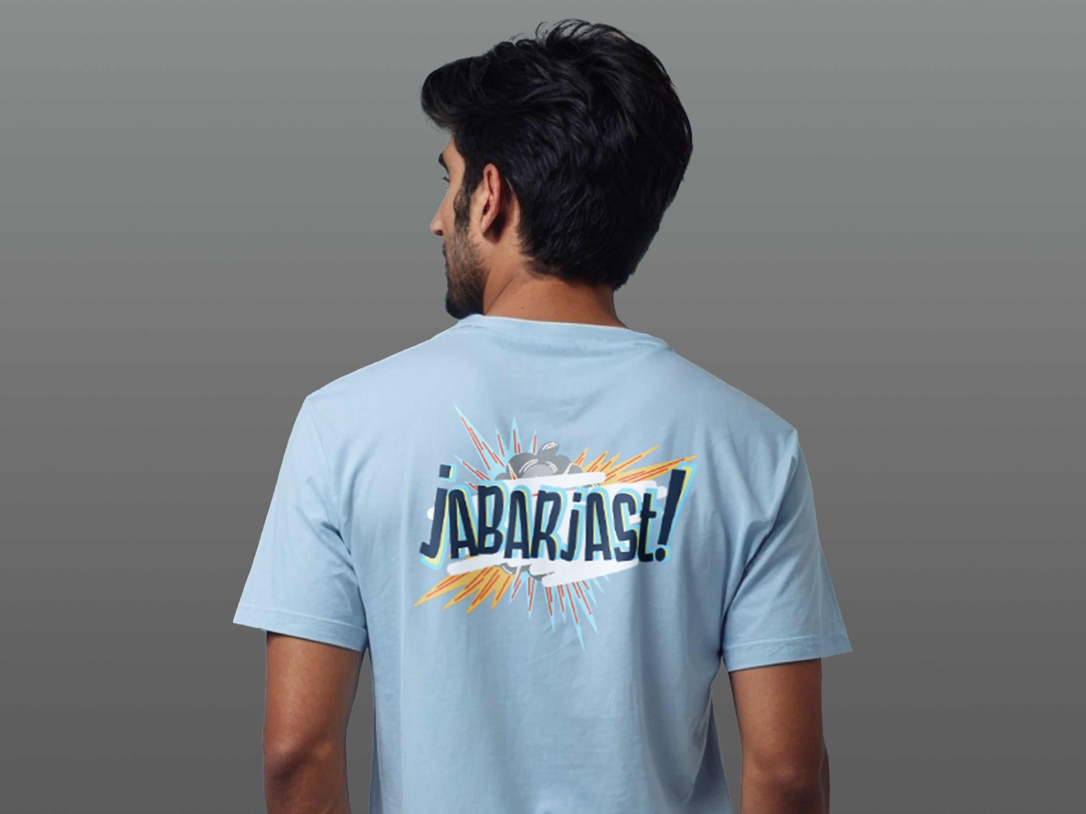 TMKOC Regular Fit Back Printed Blue T-Shirts JABARJAST