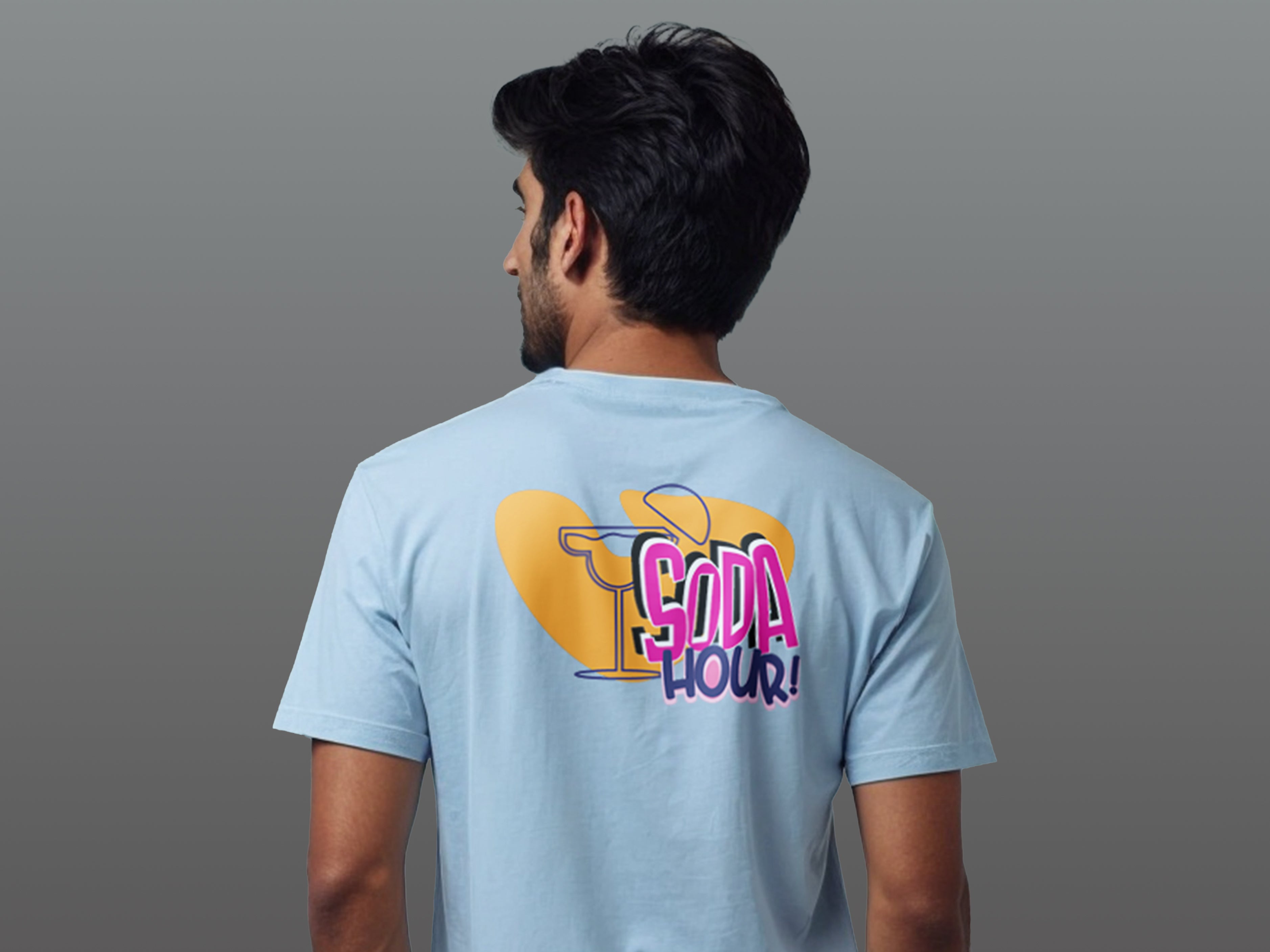 TMKOC Regular Fit Back Printed Blue T-Shirts SODA HOUR