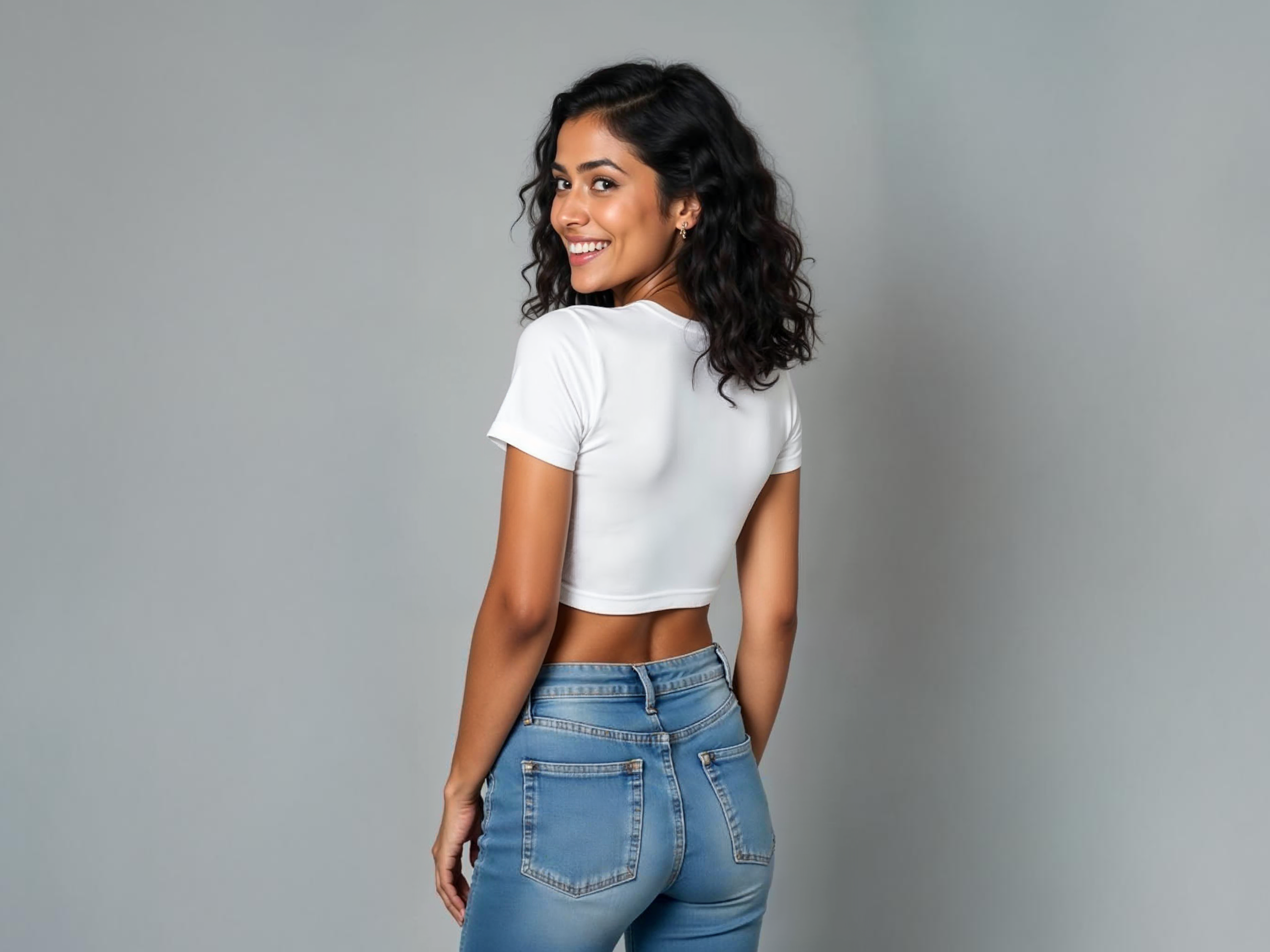 TMKOC White Printed Slim Fit Crop Top