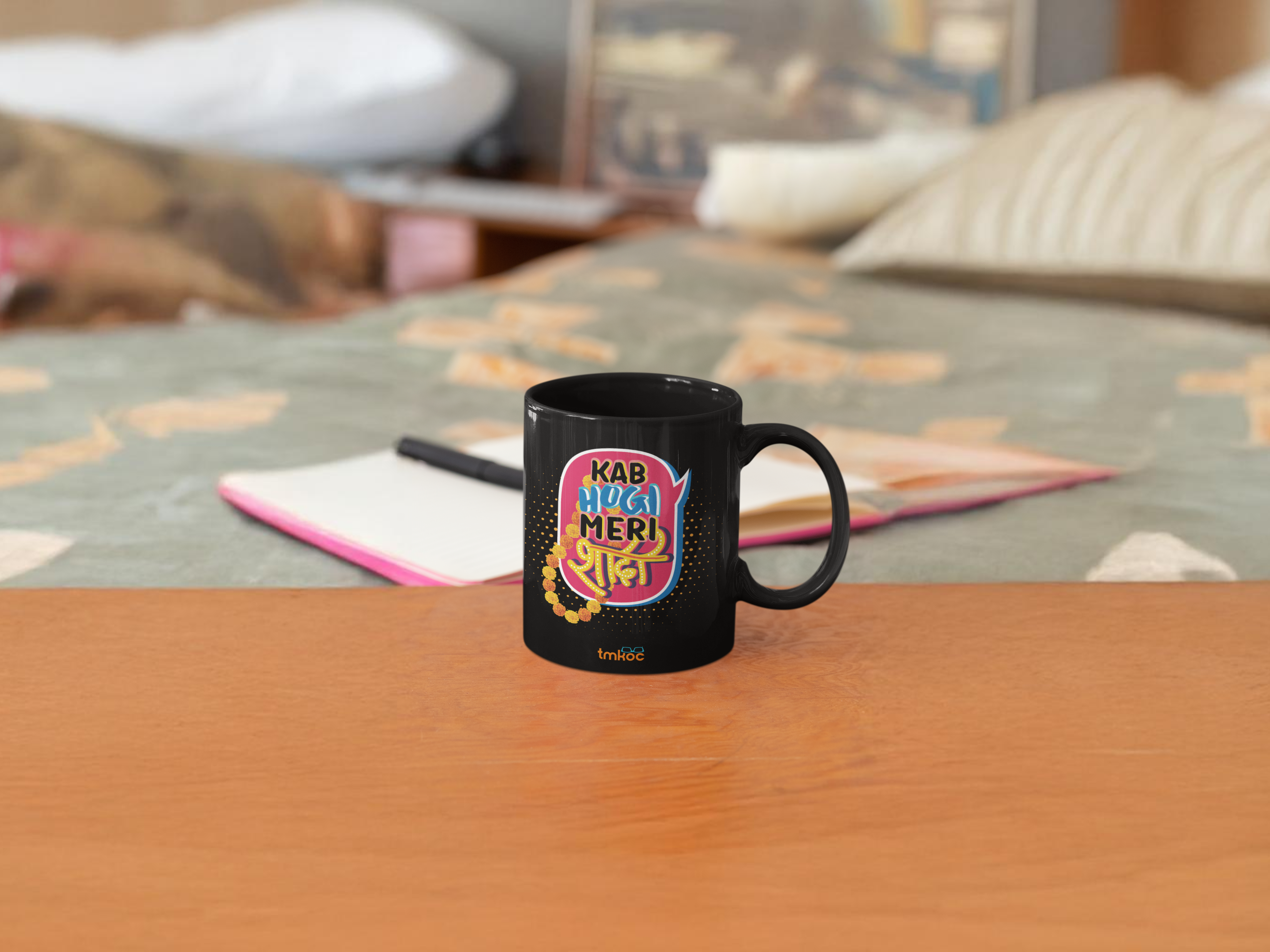 TMKOC Printed Black Coffee and Tea Ceramic Mug - 325ml