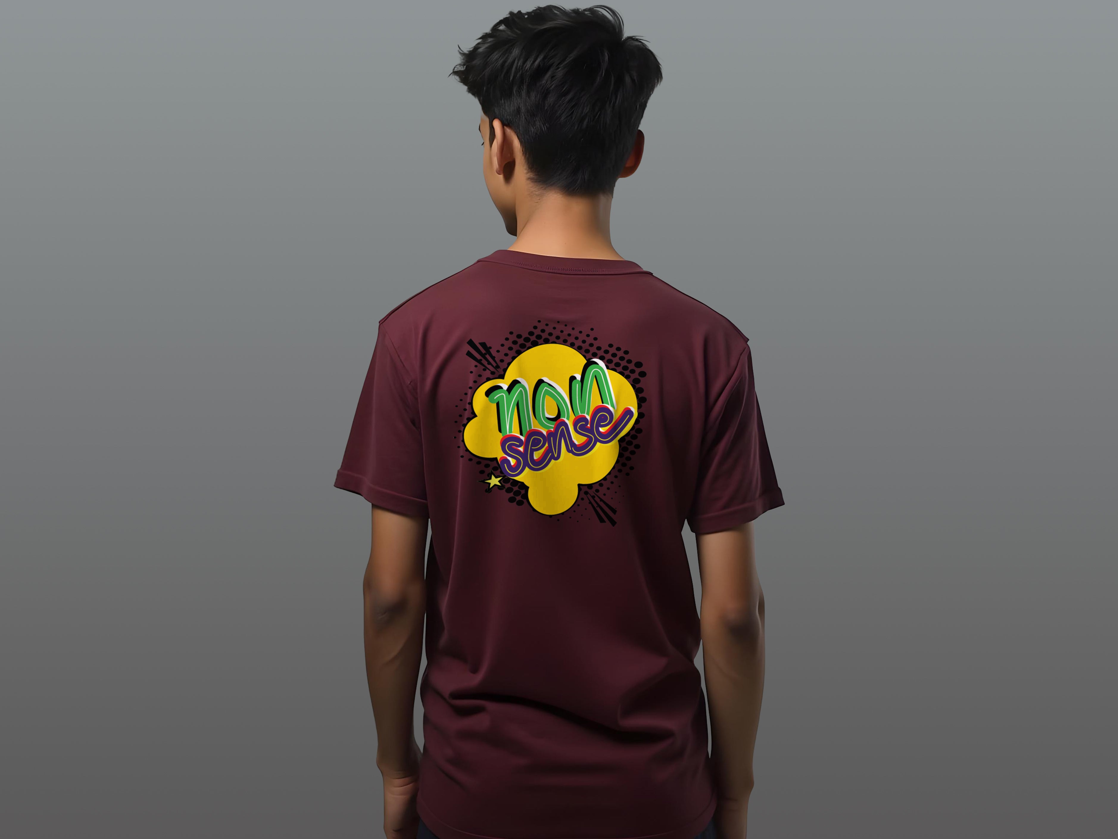 TMKOC Maroon Printed Regular Fit T-Shirts NON SENSE