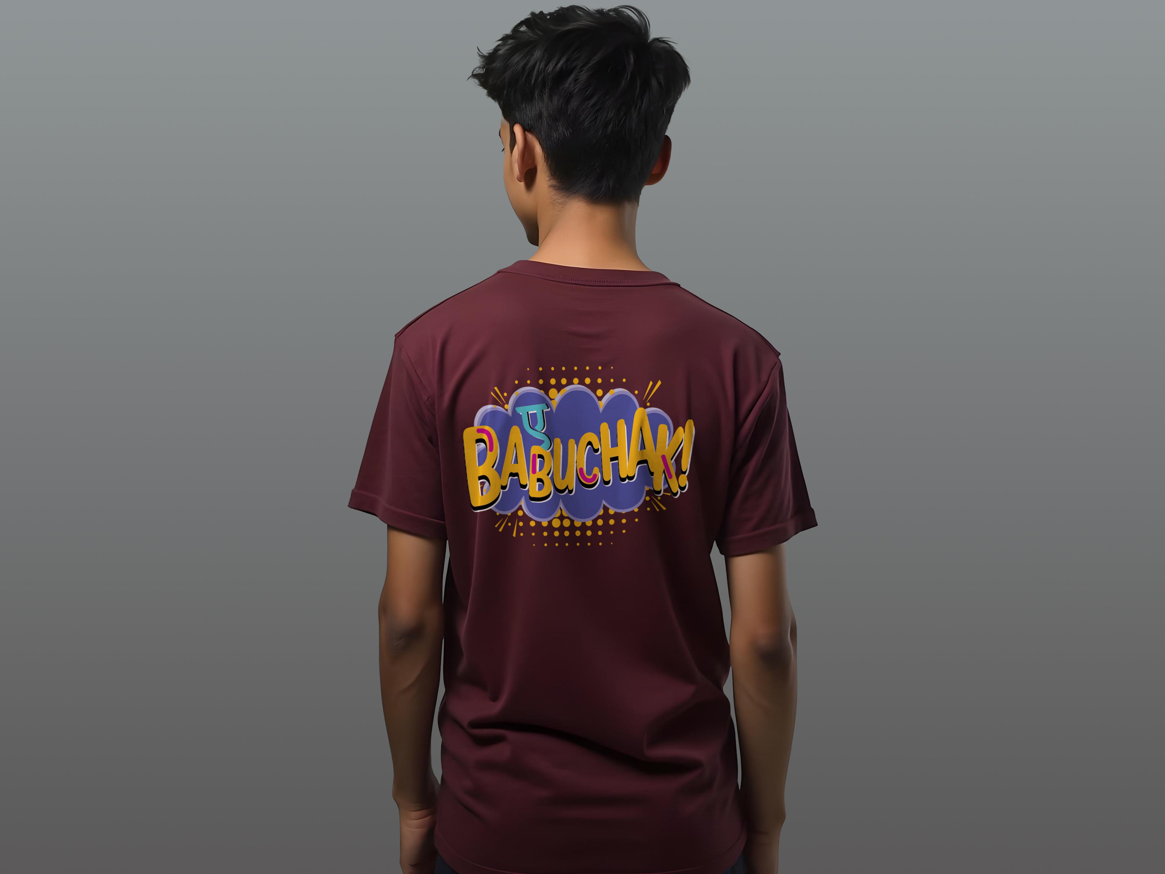 TMKOC Maroon Printed Regular Fit T-Shirts AYE BABUCHAK