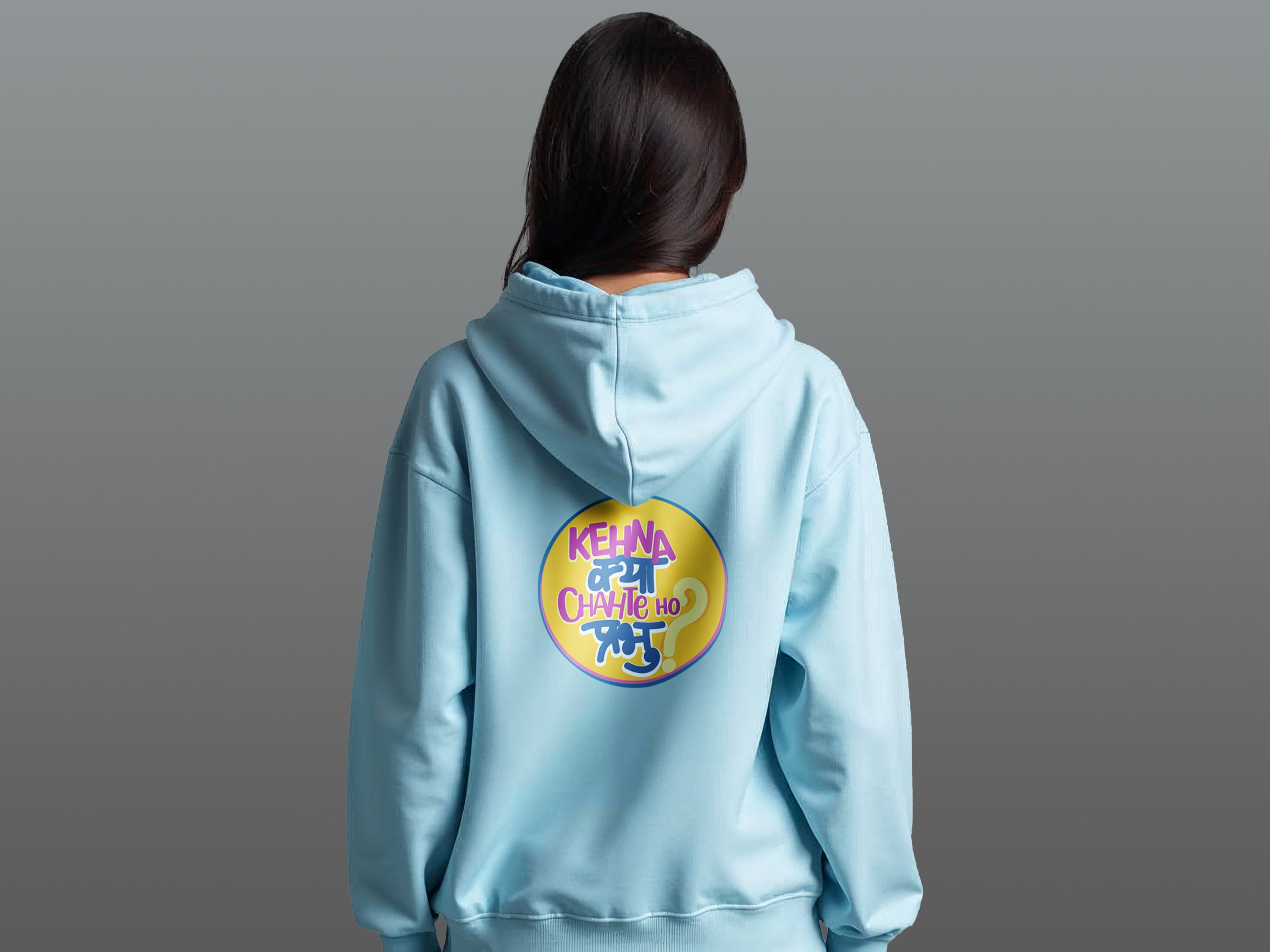 TMKOC Regular Fit Blue Cotton Hoodies For Women KEHNA KYA CHAHTE HO PRABHU