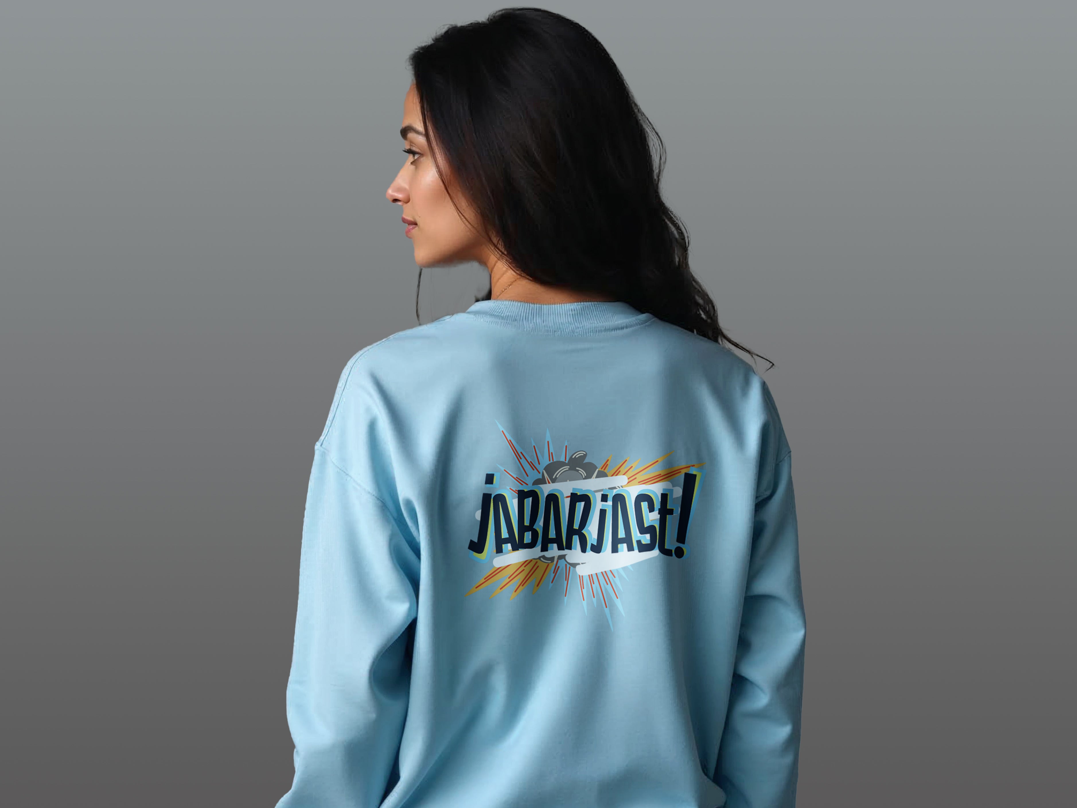 TMKOC Printed Crew Neck Blue Sweatshirt Cotton 240 GSM JABARJAST