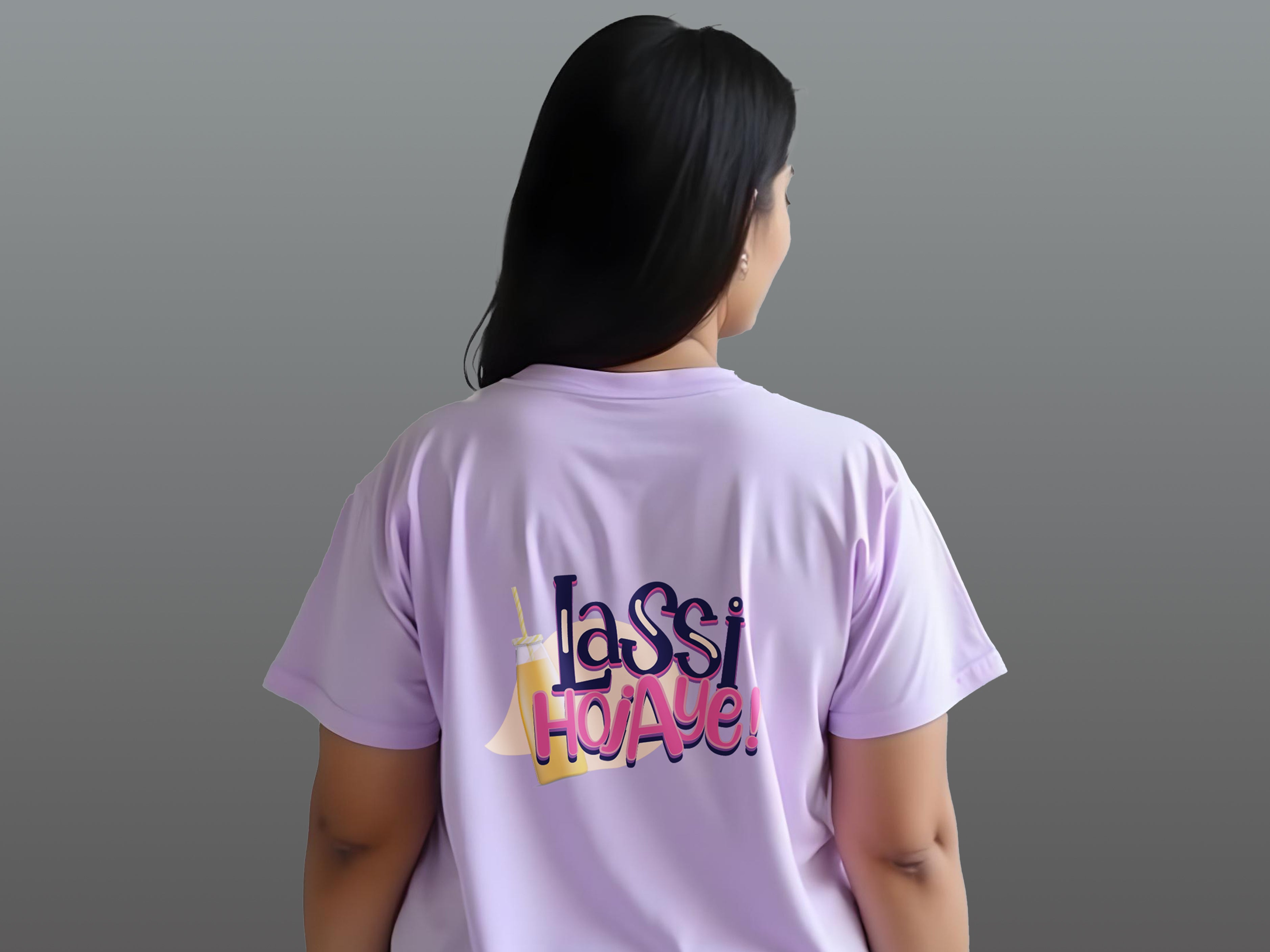 TMKOC Lavender Printed Round Neck Plus Size T-shirts LASSI HO JAYE