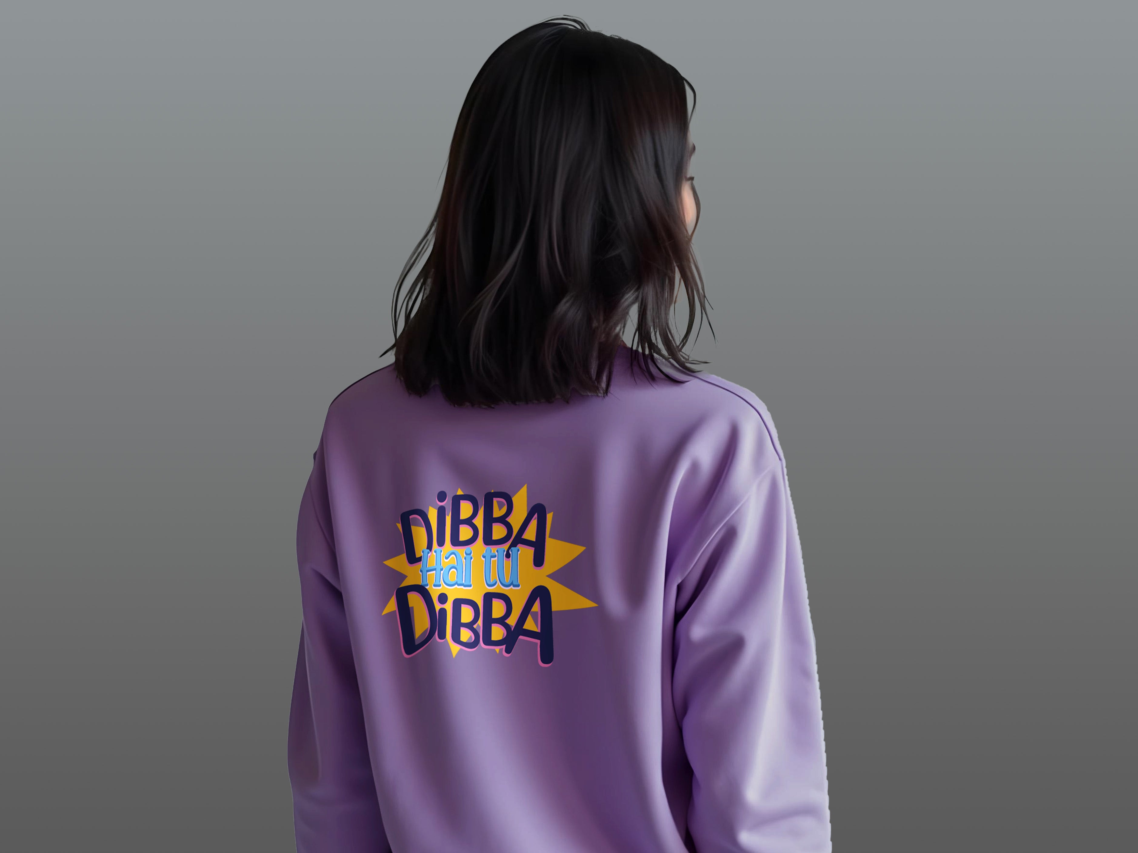 TMKOC Purple Printed Crew Neck Sweatshirt Cotton 240 GSM DIBBA HAI TU DIBBA