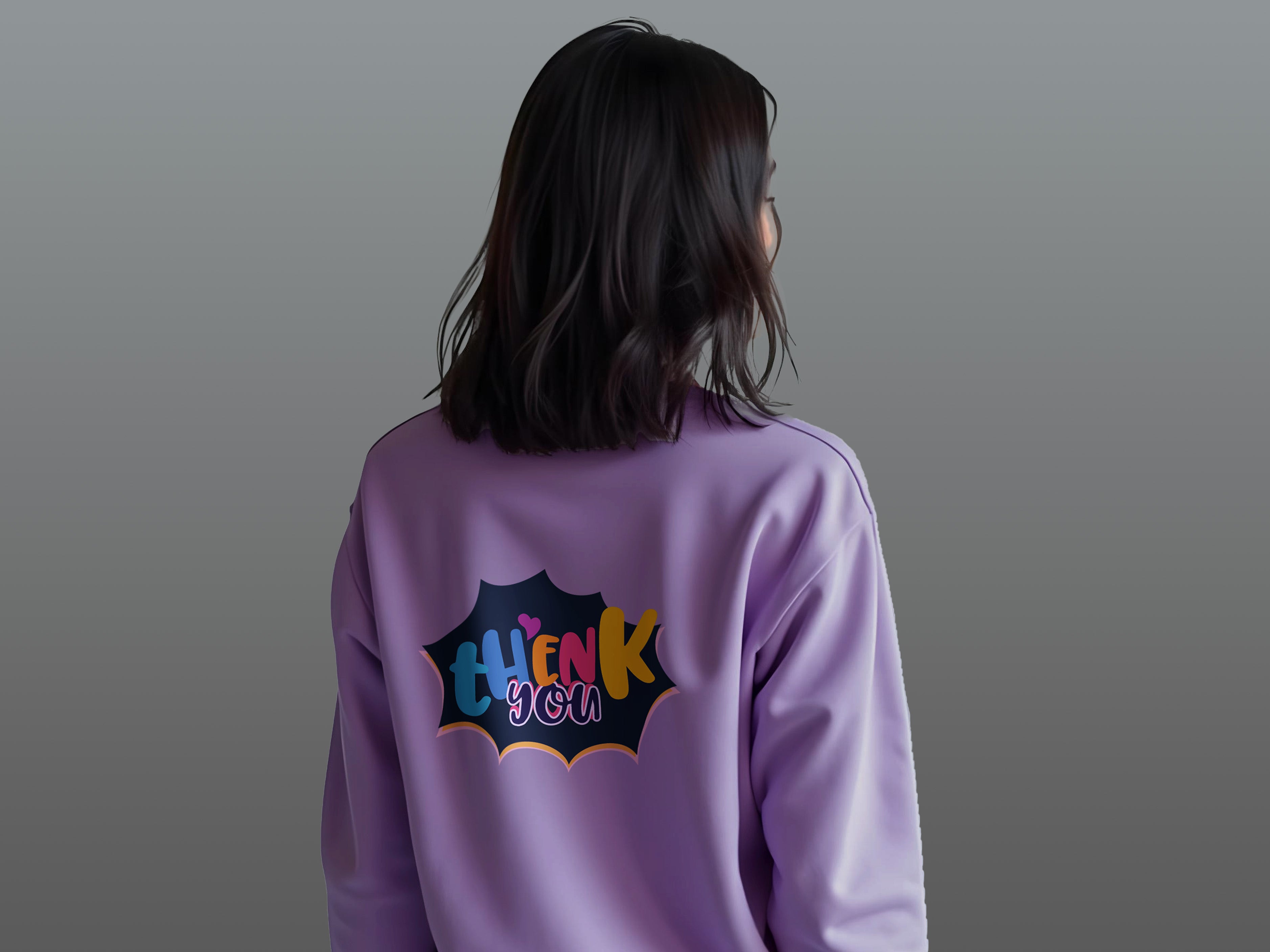 TMKOC Purple Printed Crew Neck Sweatshirt Cotton 240 GSM THANK YOU