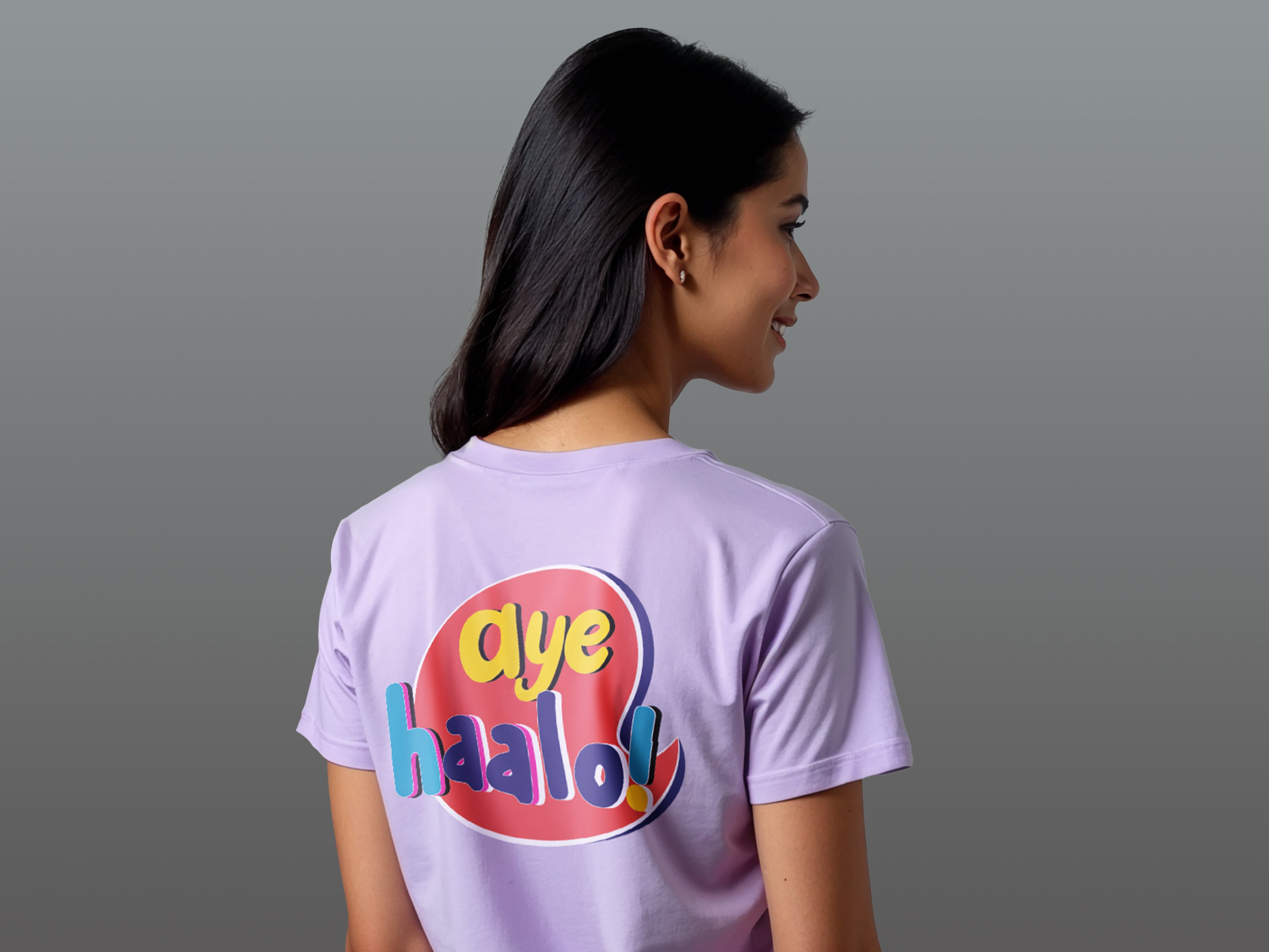 TMKOC Printed Lavender T-Shirts For Women AYE HAALO