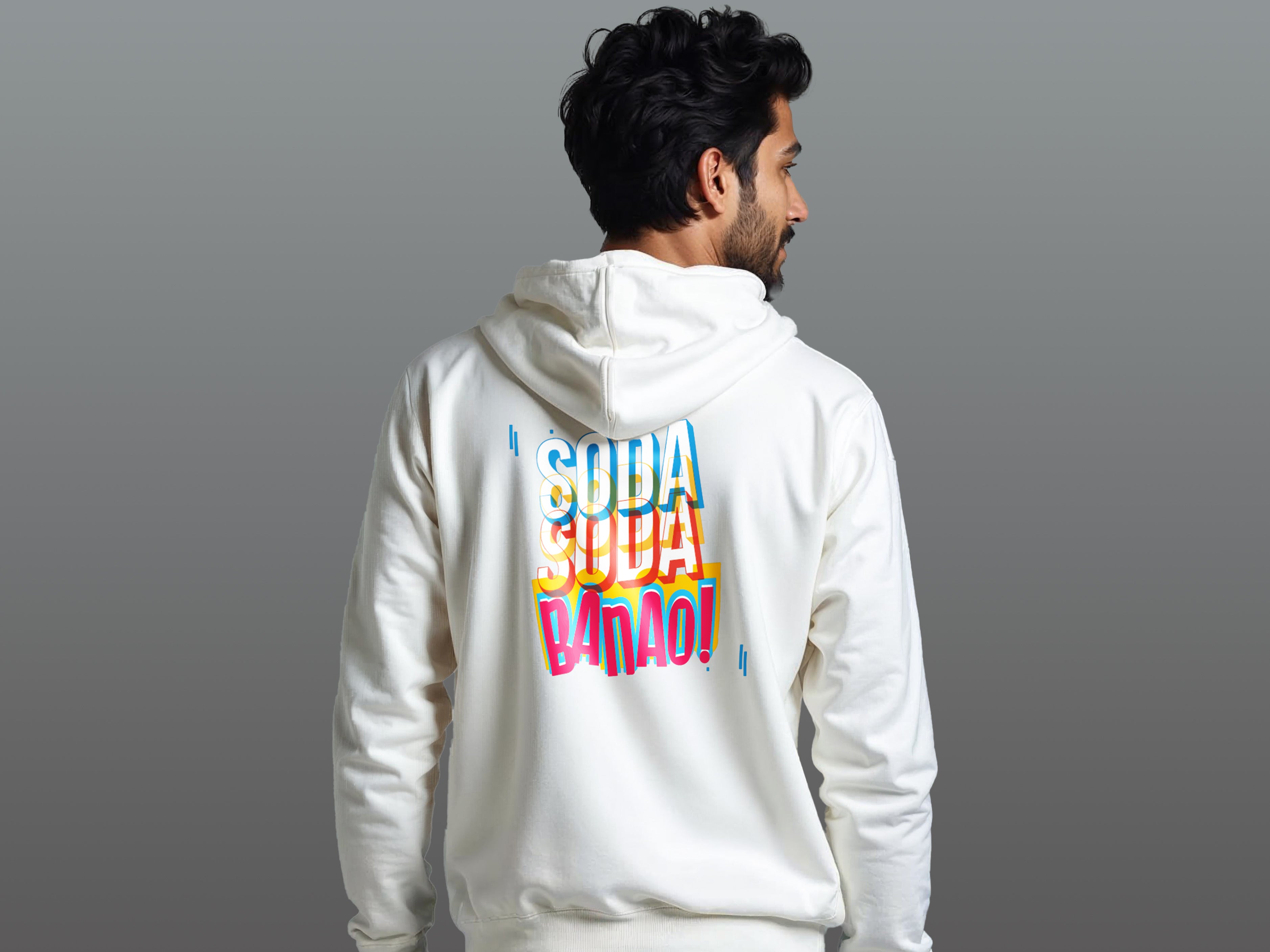 TMKOC White Cotton Regular Fit Hoodies for Men SODA SODA BANAO