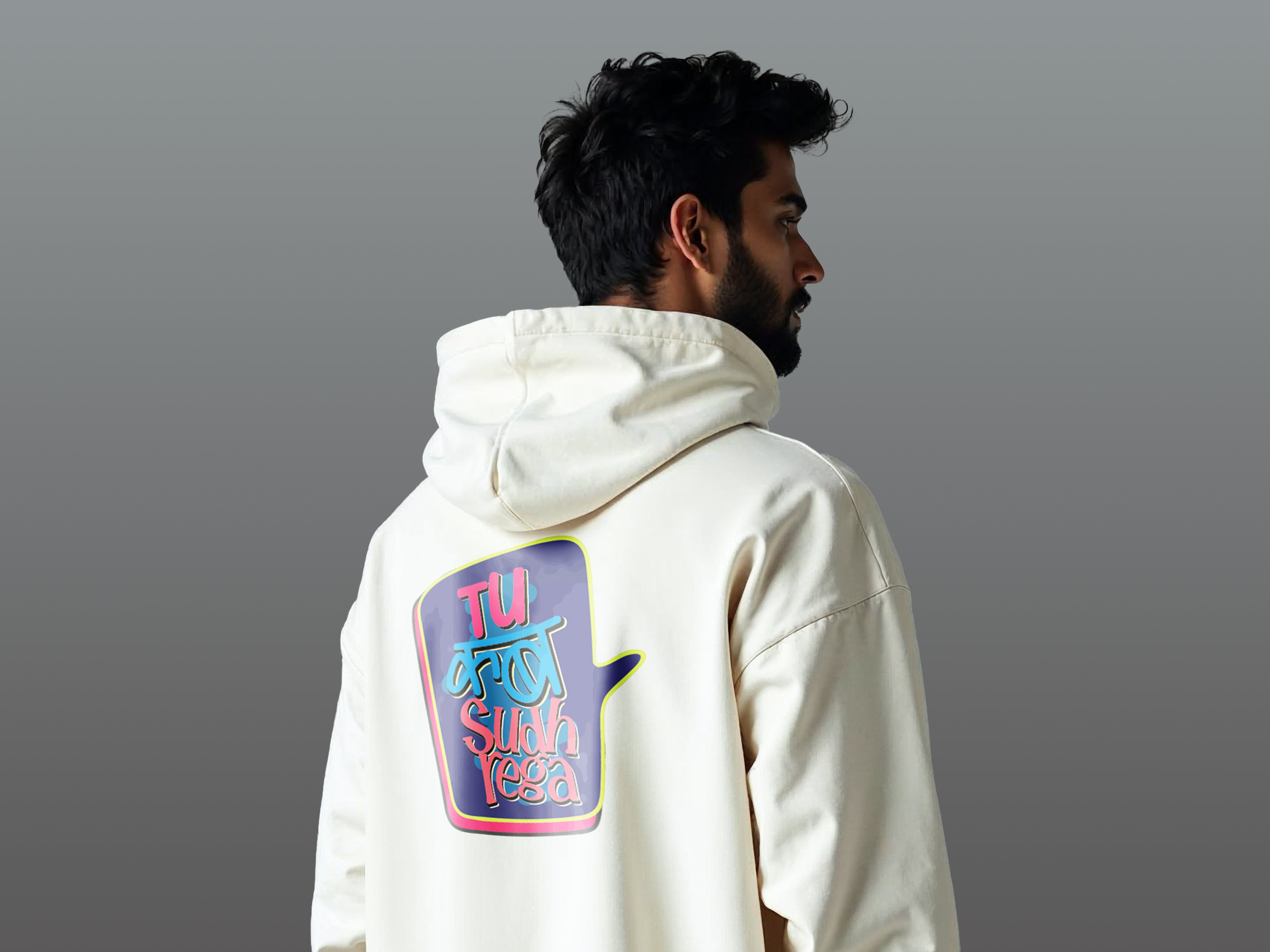 TMKOC Men Off-White Oversized Hoodies Cotton 350 GSM Long Sleeve TU KAB SUDHREGA