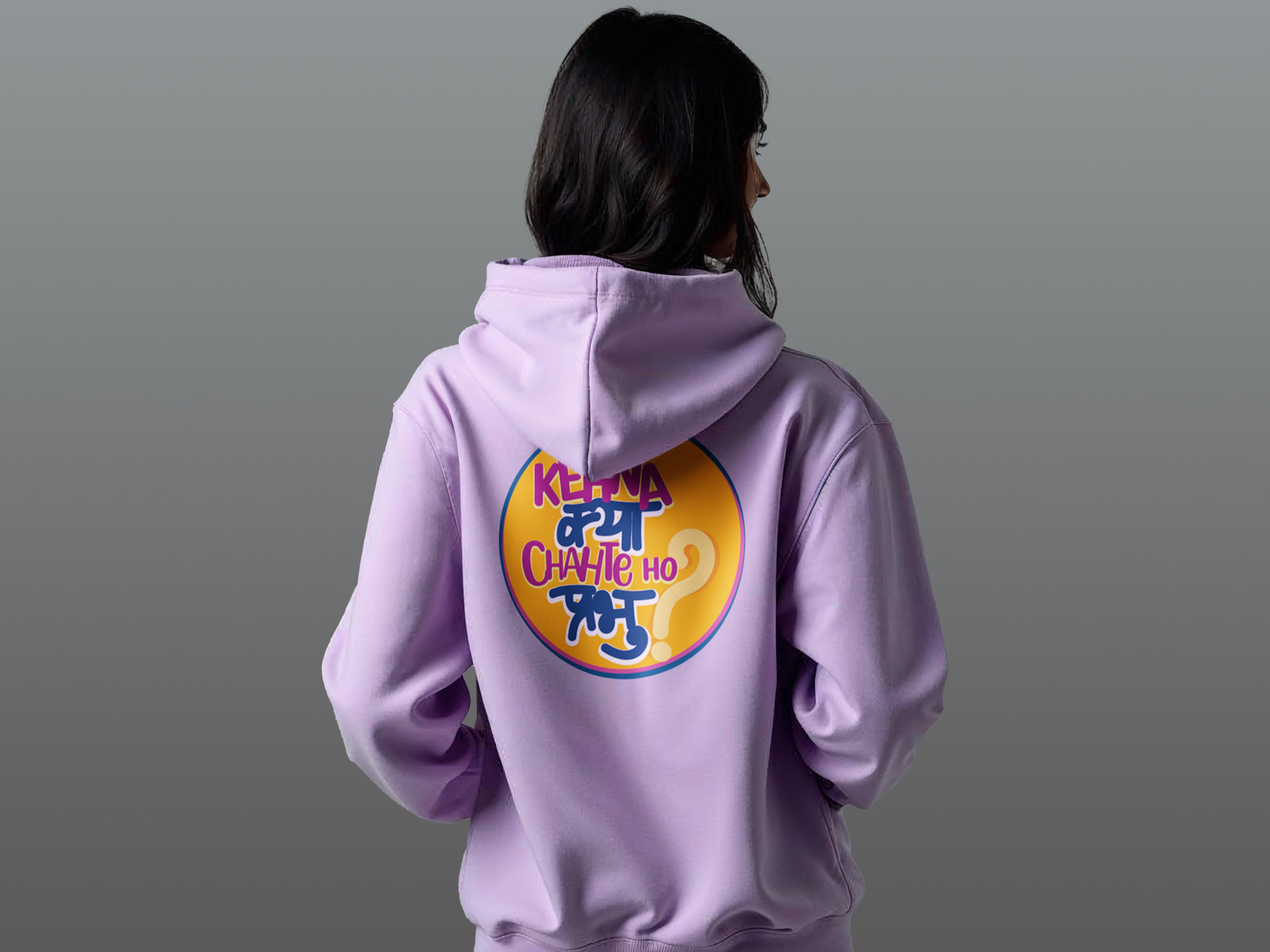 TMKOC Women Lavender Oversized Hoodies Cotton 350 GSM Long Sleeve KEHNA KYA CHAHTE HO PRABHU