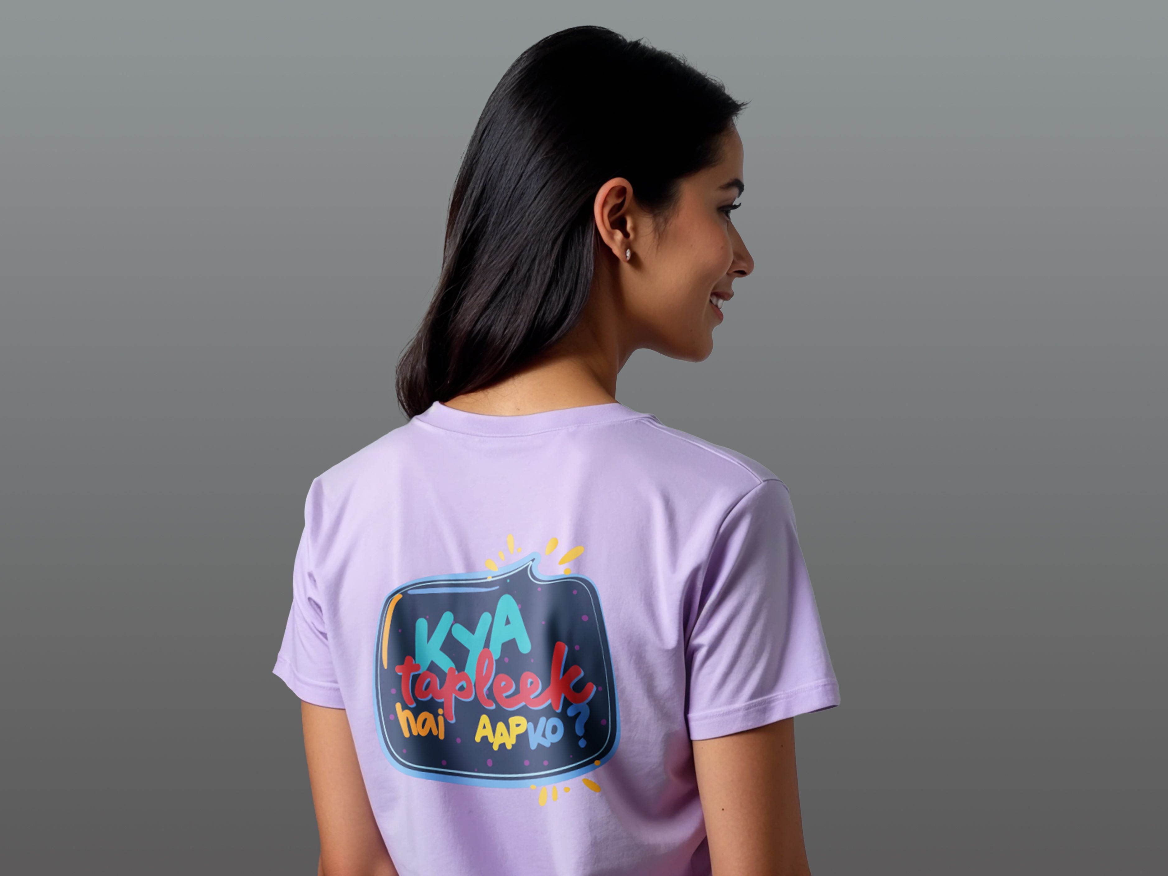 TMKOC Printed Lavender T-Shirts For Women KYA TAPLEEK HAI AAPKO