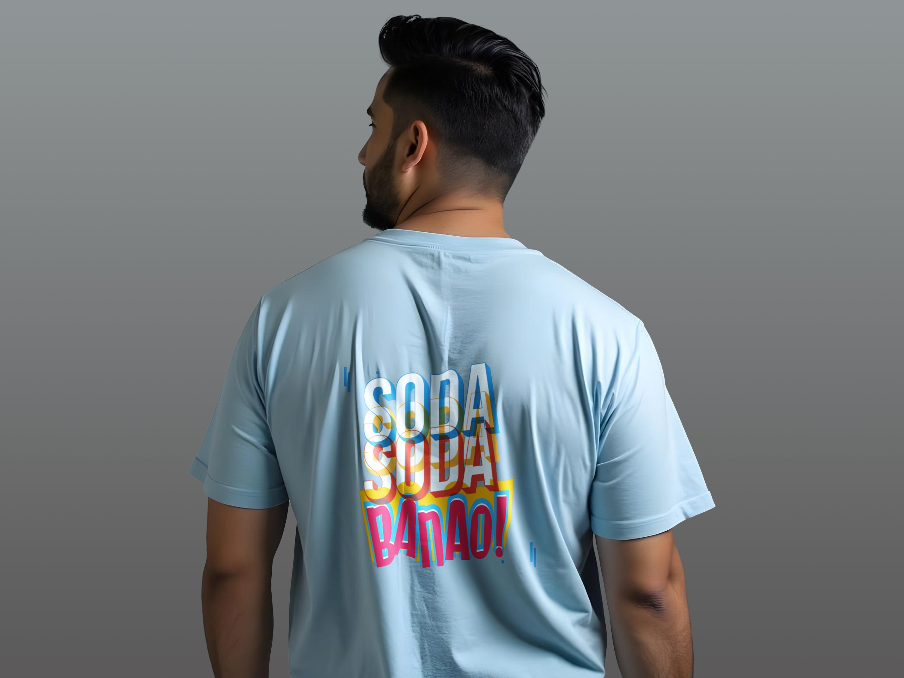 TMKOC Blue Plus Size Men's Regular Fit Round Round Neck T-shirt SODA SODA BANAO