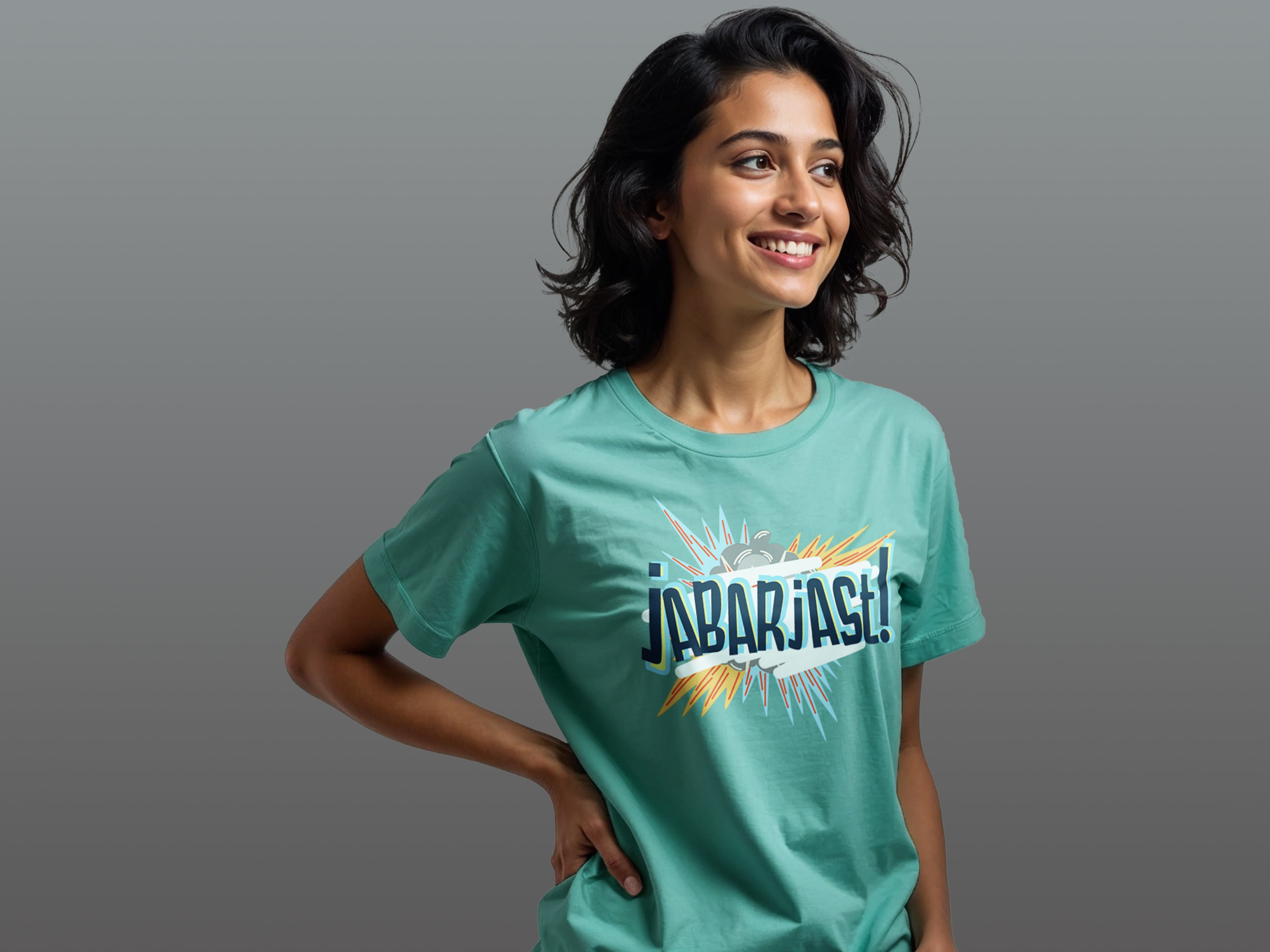 TMKOC Regular Fit Front Printed Aqua Green T-Shirts For Women