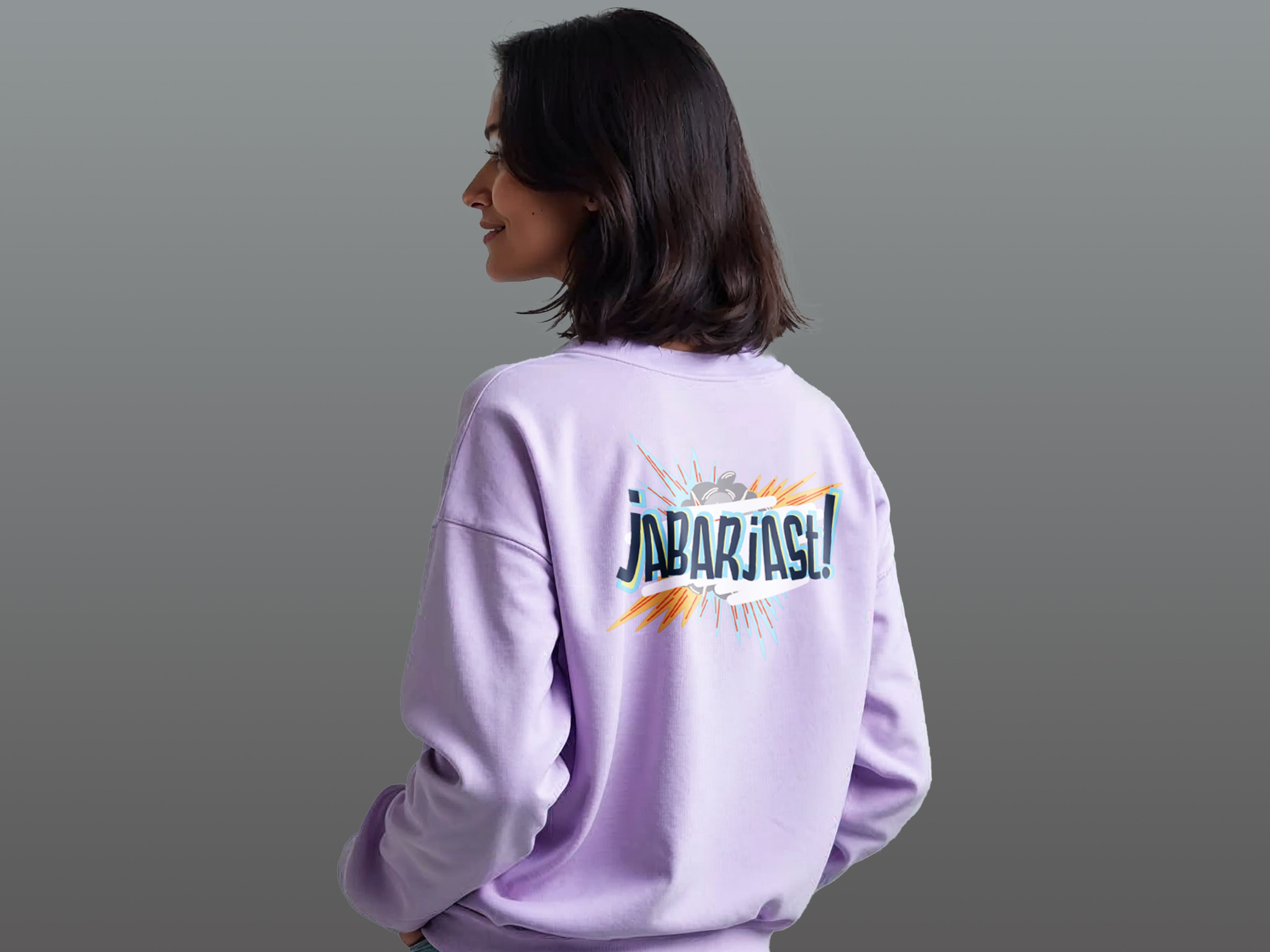 TMKOC Printed Crew Neck Lavender Sweatshirt Cotton 350 GSM JABARJAST