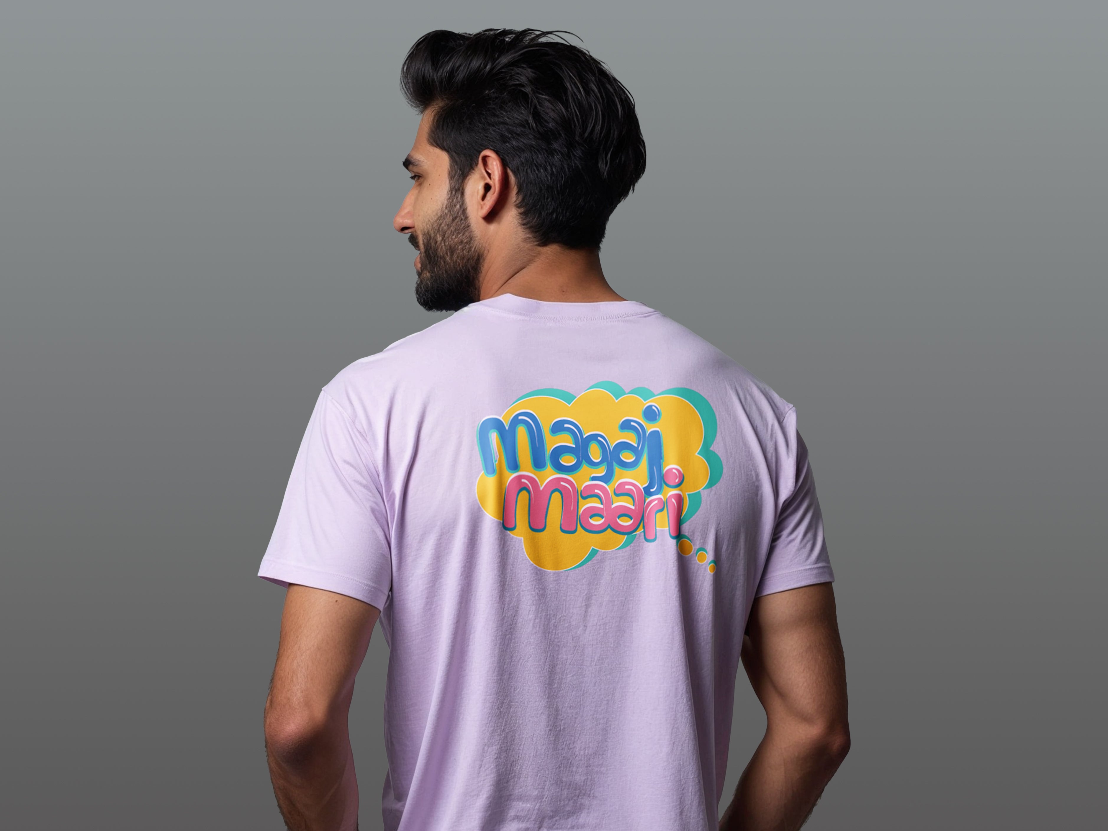 TMKOC Regular Fit Back Printed Lavender T-Shirts MAGAJ MAARI