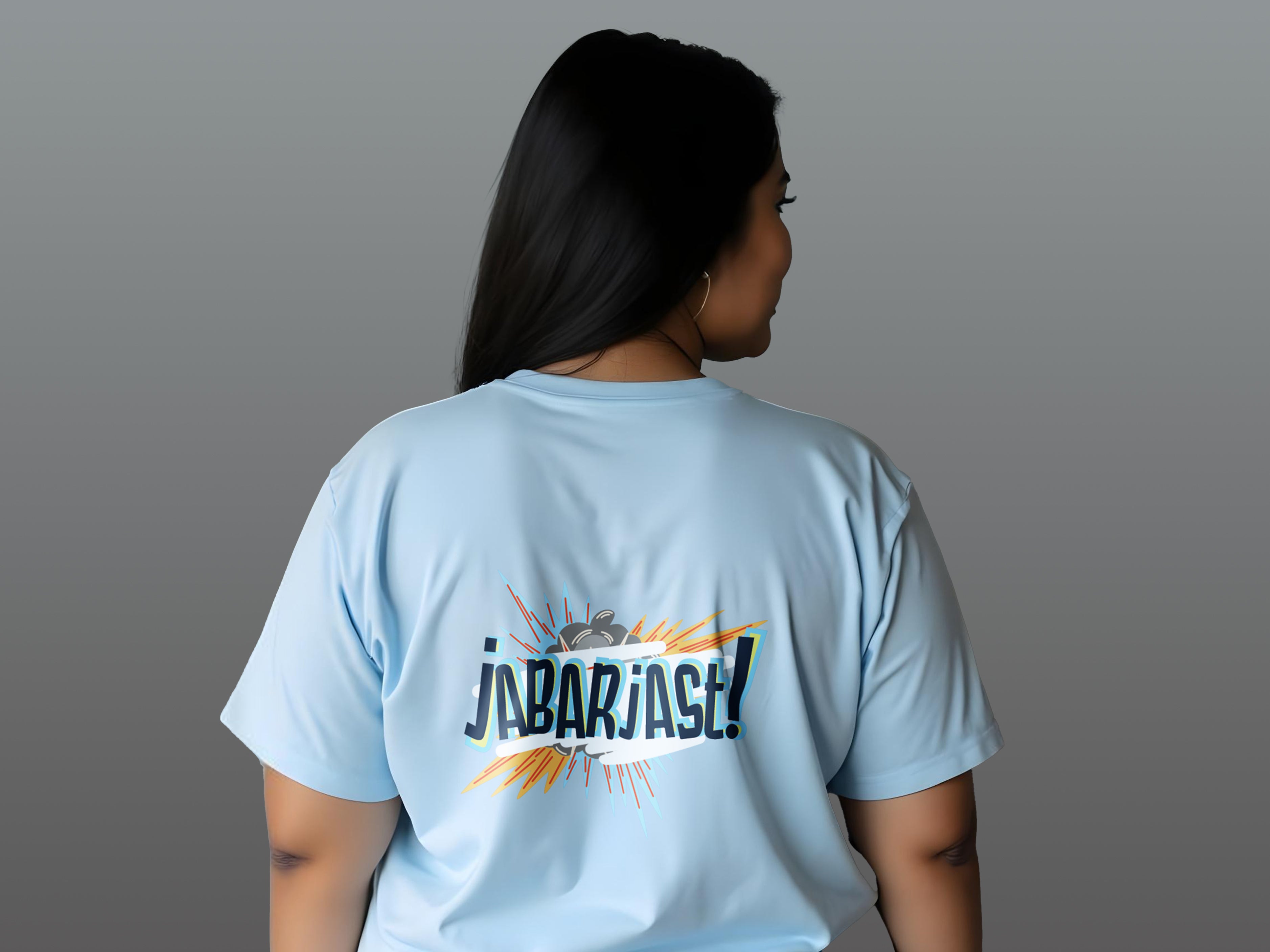 TMKOC Printed Round Neck Blue Plus Size T-shirts JABARJAST