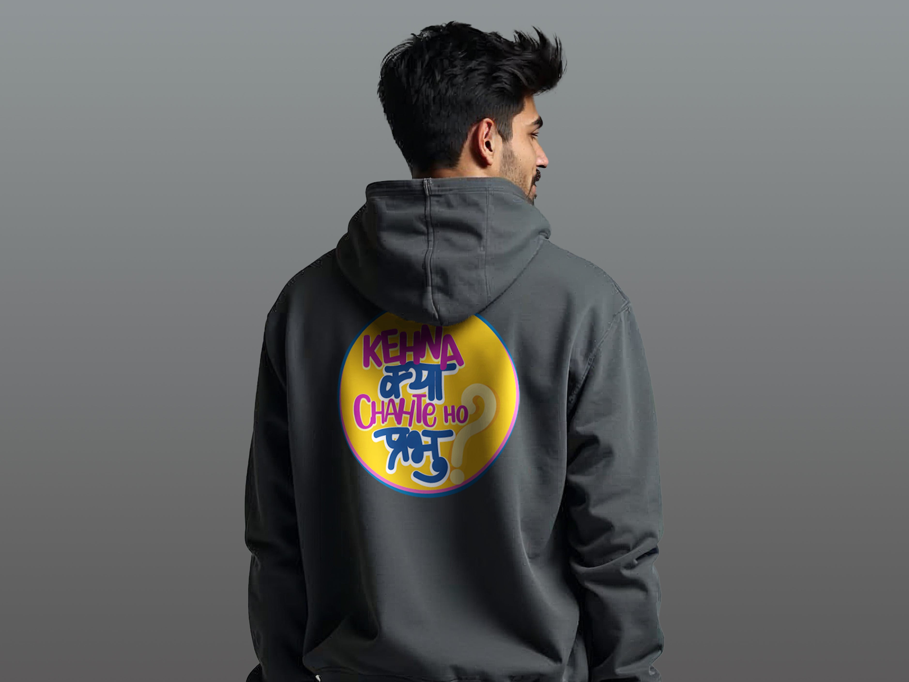 TMKOC Men Oversized Hoodies Cotton 350 GSM Long Sleeve Grey Color KEHNA KYA CHAHTE HO PRABHU