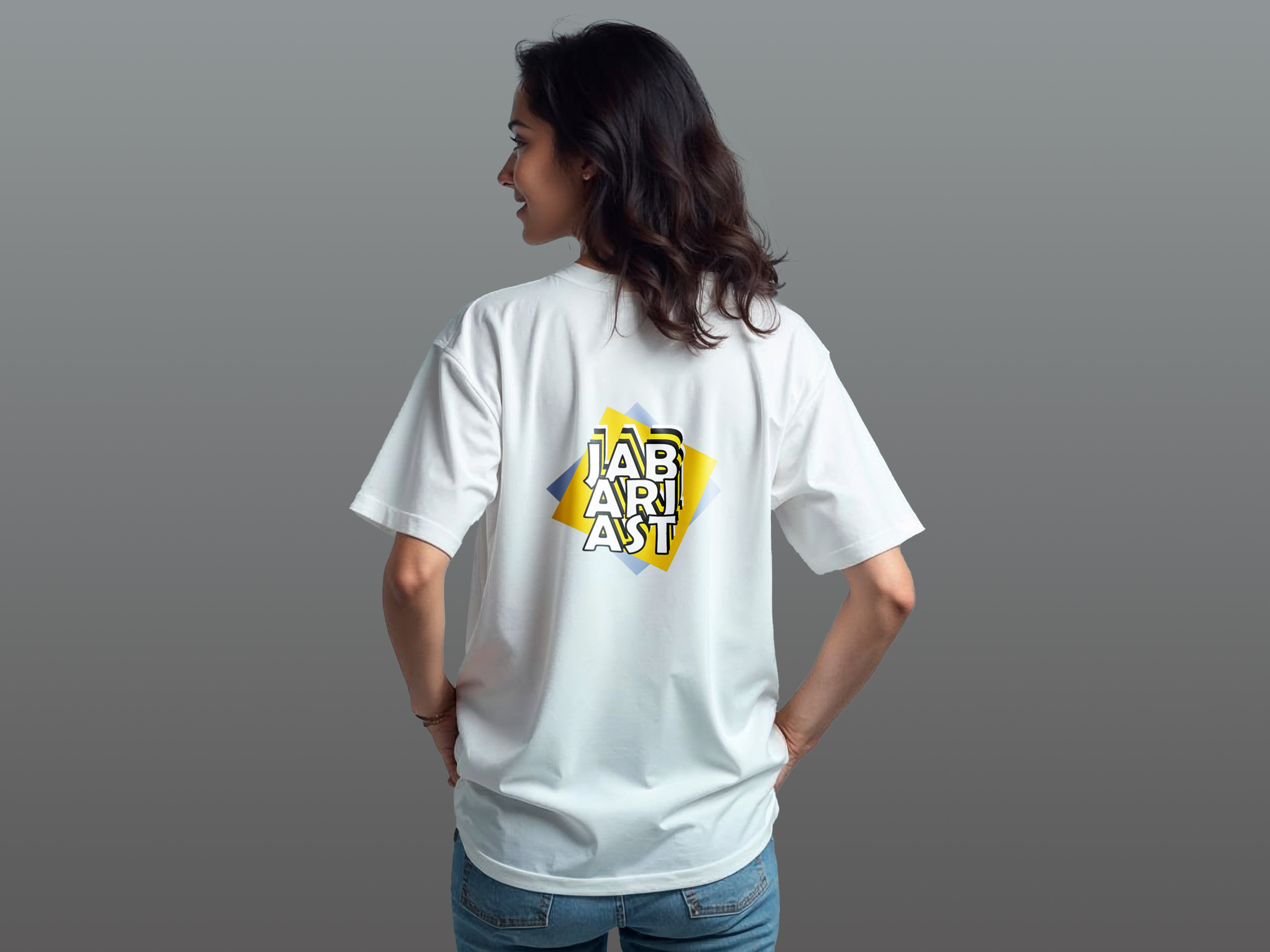 TMKOC White Oversized Printed T-Shirts For Women JABARJAST