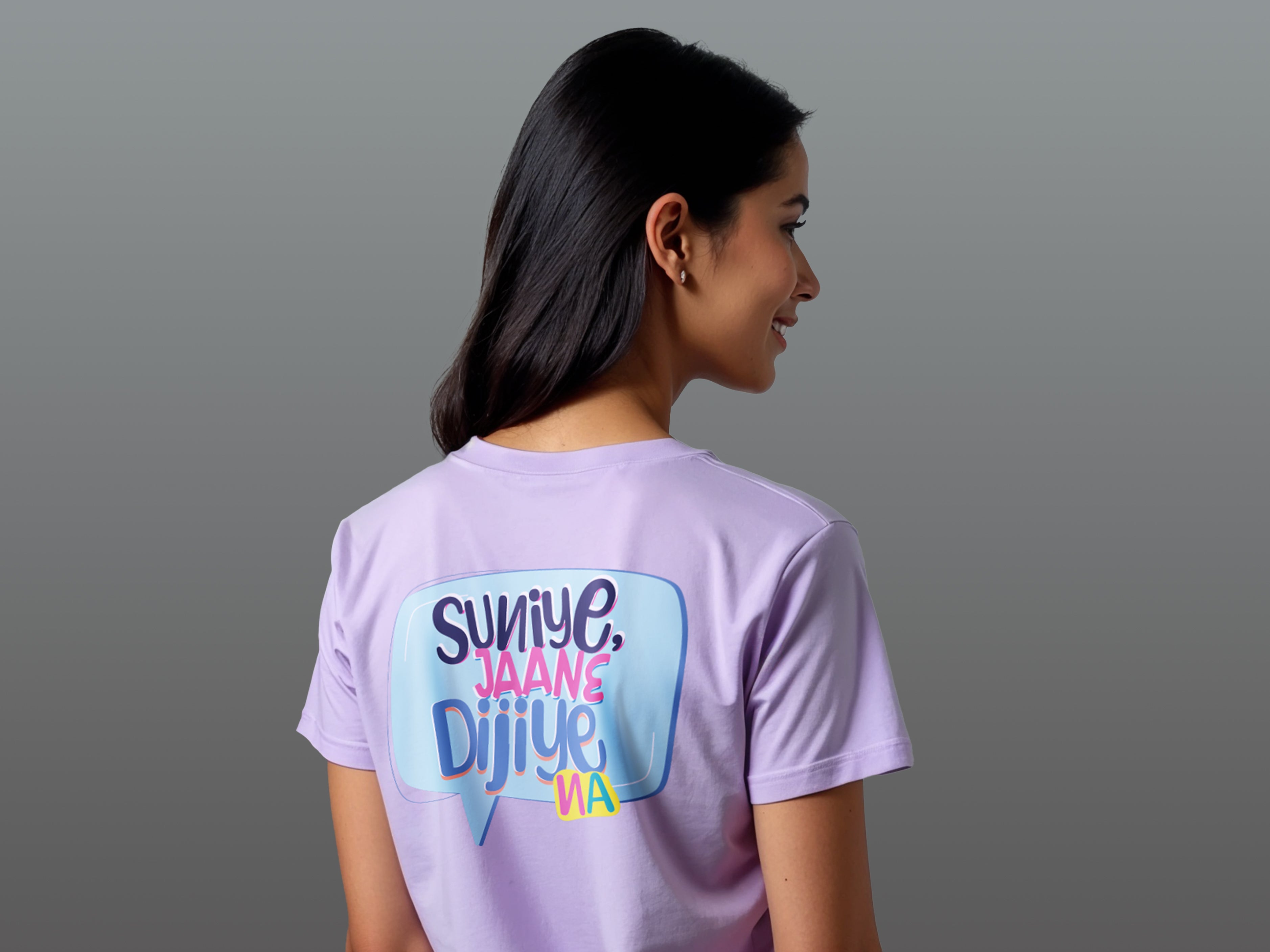 TMKOC Printed Lavender T-Shirts For Women SUNIYE JAANE DI JIYE NA