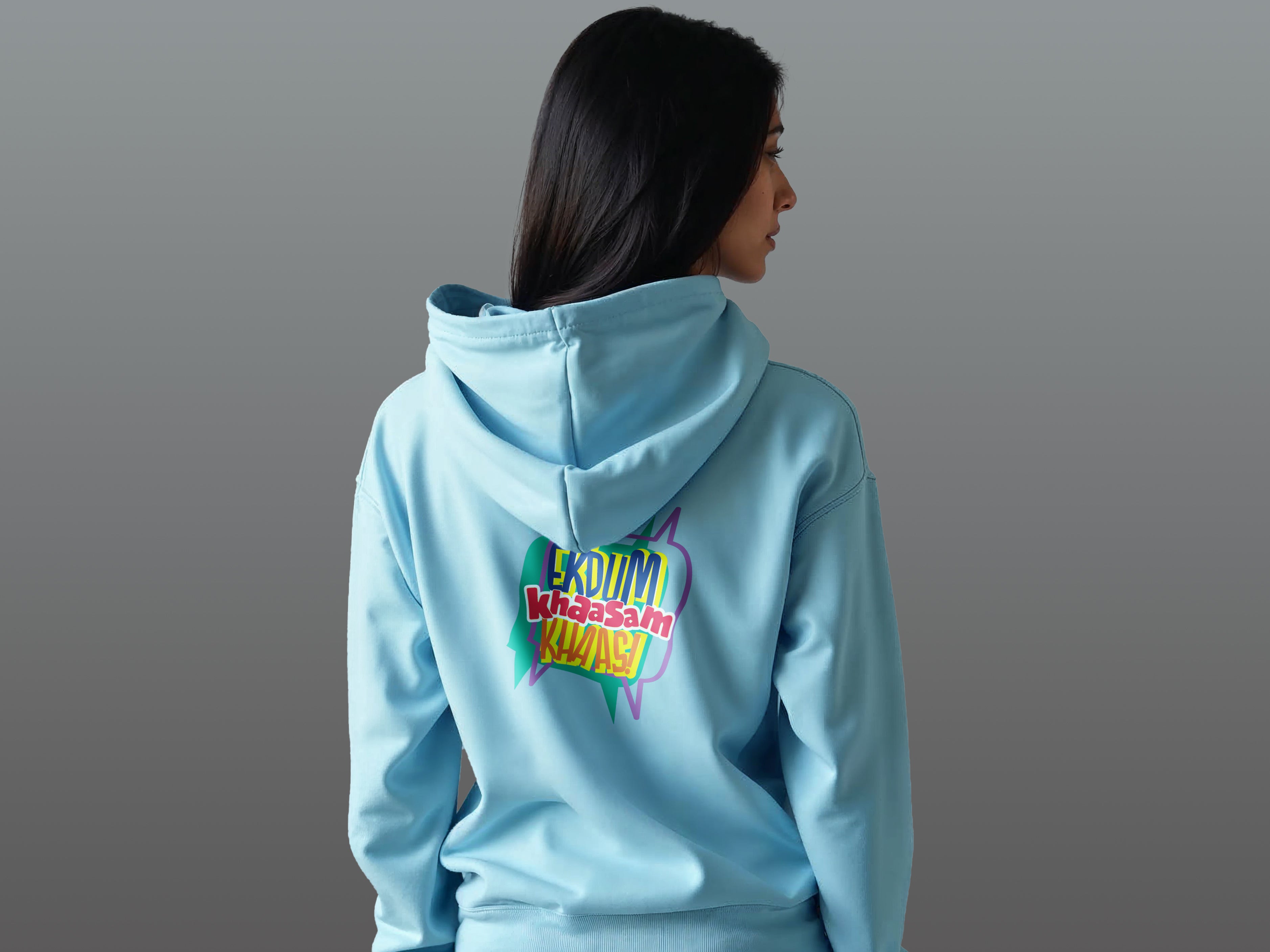 TMKOC Regular Fit Blue Cotton Hoodies For Women AE TU SHANTI RAKHNA BHAI