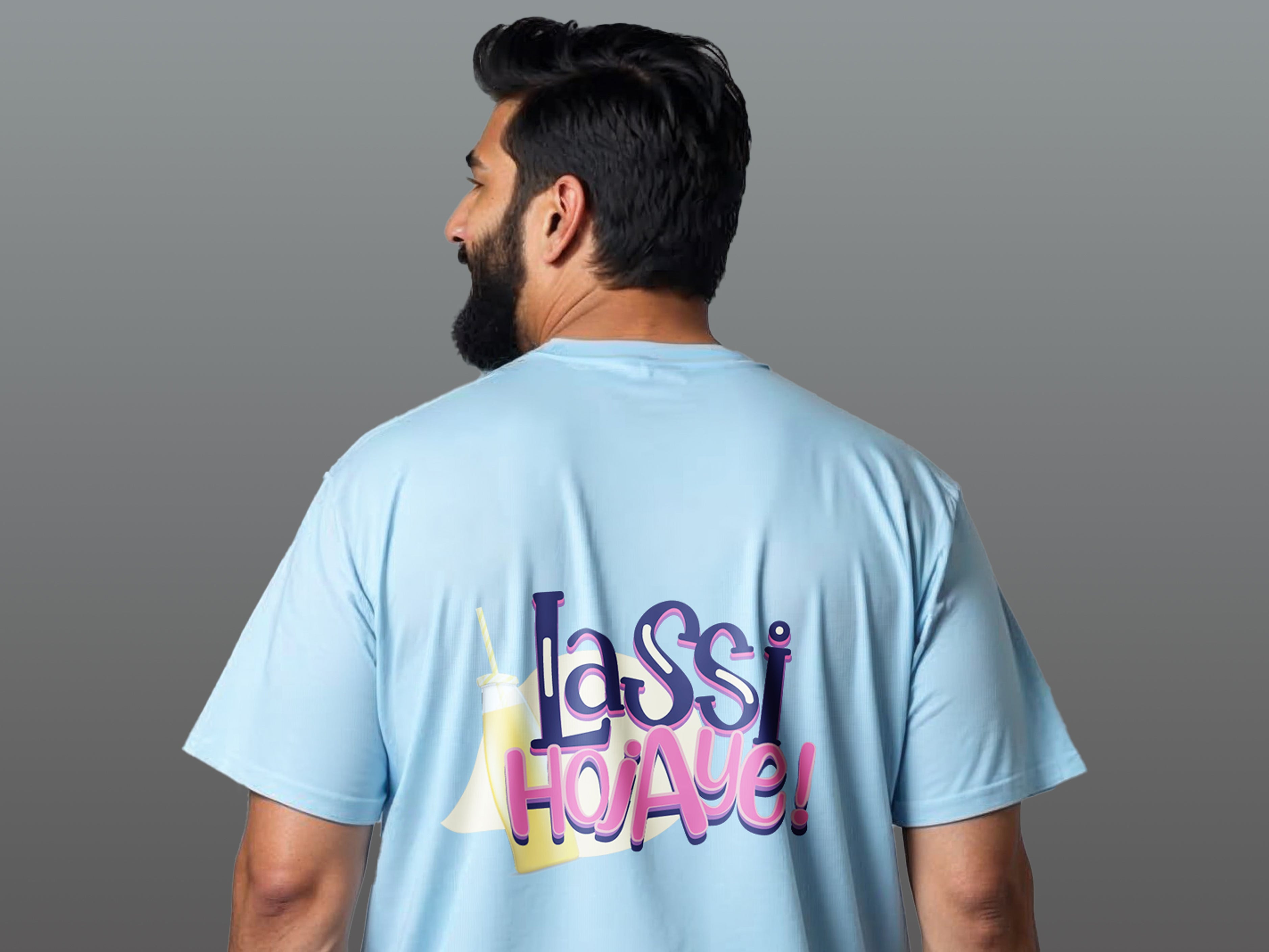 TMKOC Blue Plus Size Men's Regular Fit Round Round Neck T-shirt LASSI HO JAYE