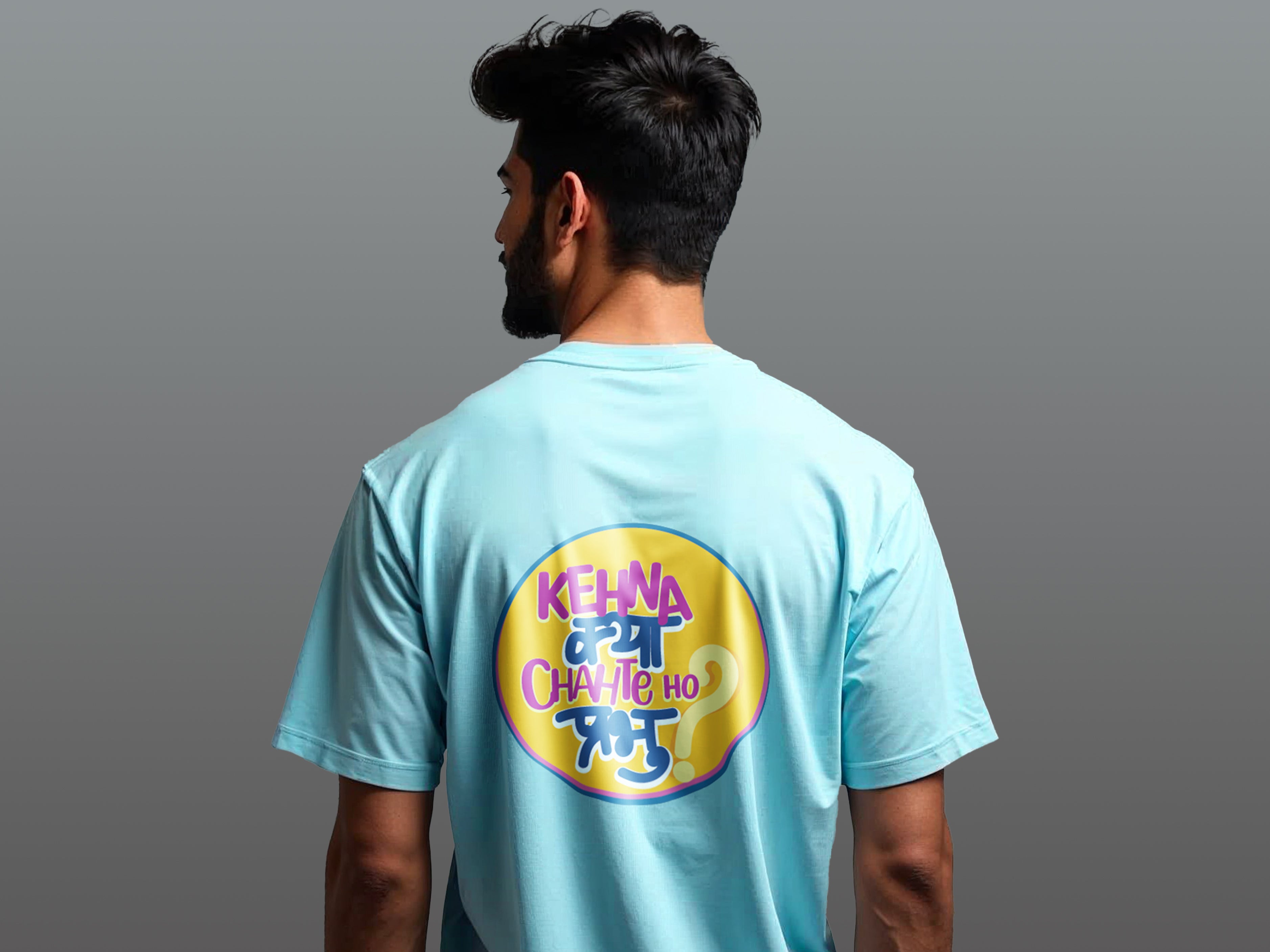 TMKOC Oversized Printed Blue T-Shirts KEHNA KYA CHAHTE HO PRABHU