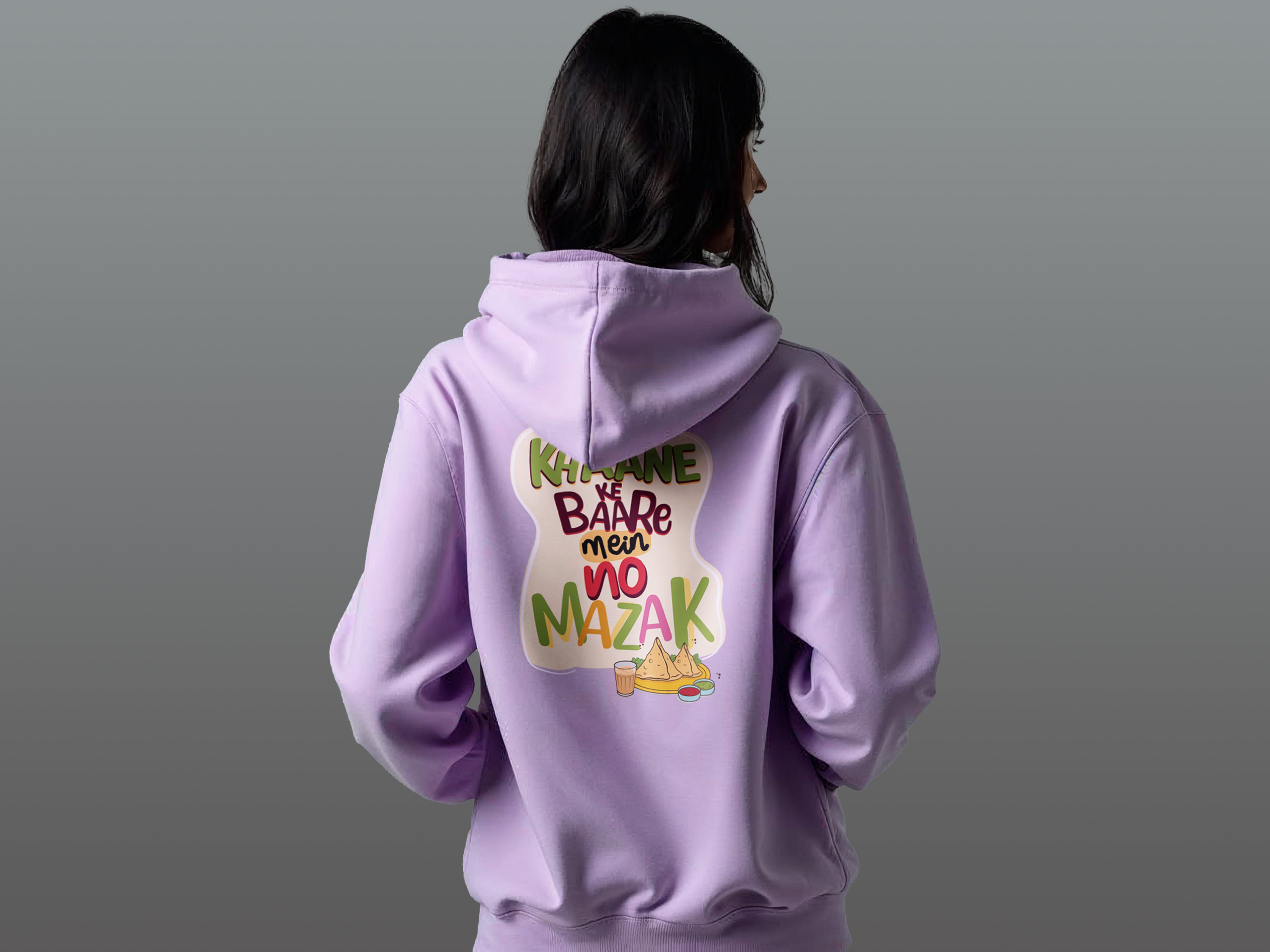 TMKOC Women Lavender Oversized Hoodies Cotton 350 GSM Long Sleeve KHAANE KE BAARE MEIN NO MAZAK