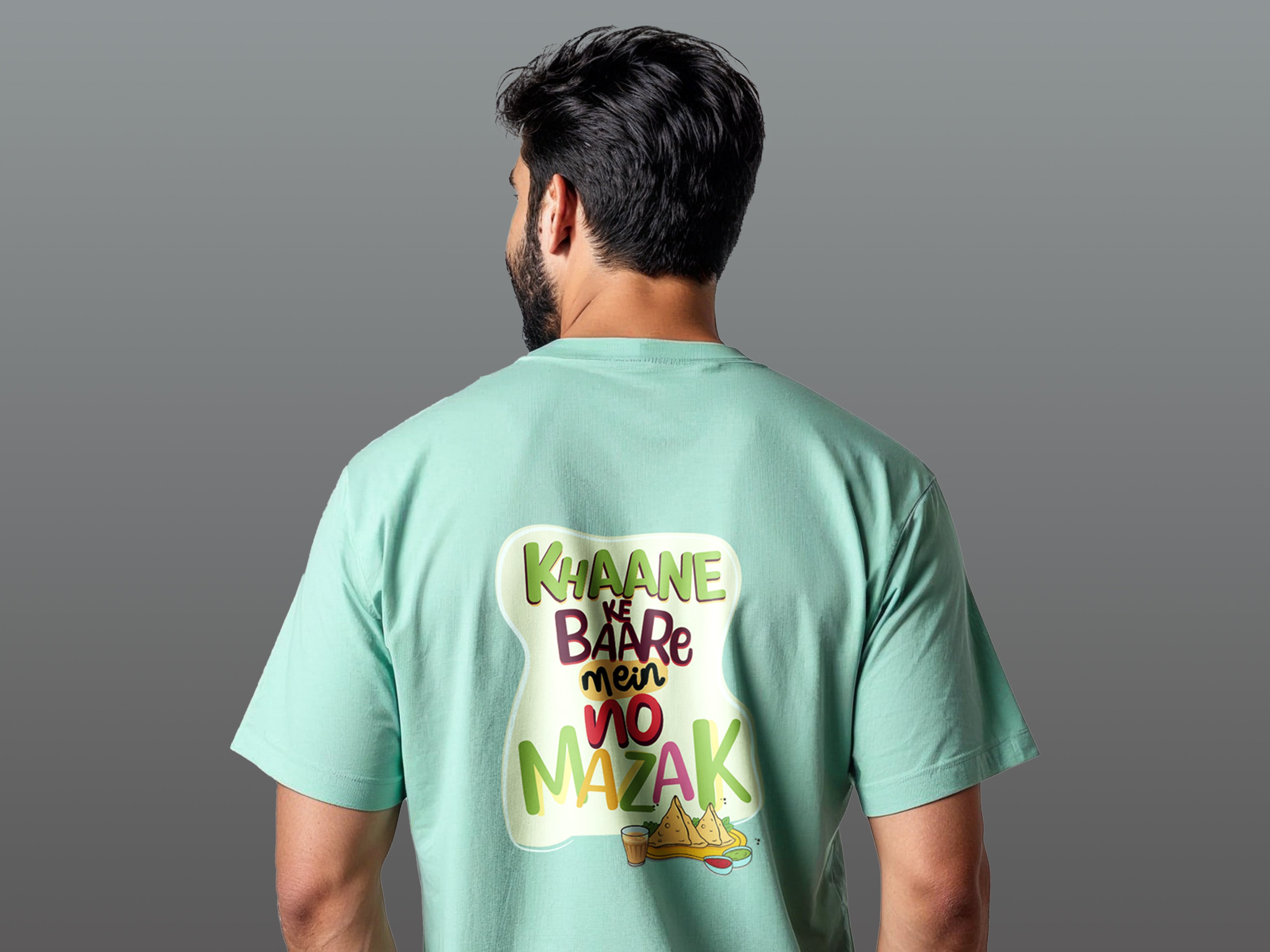 TMKOC Plus Size Men's Regular Fit Round Round Neck Aqua Green T-shirt