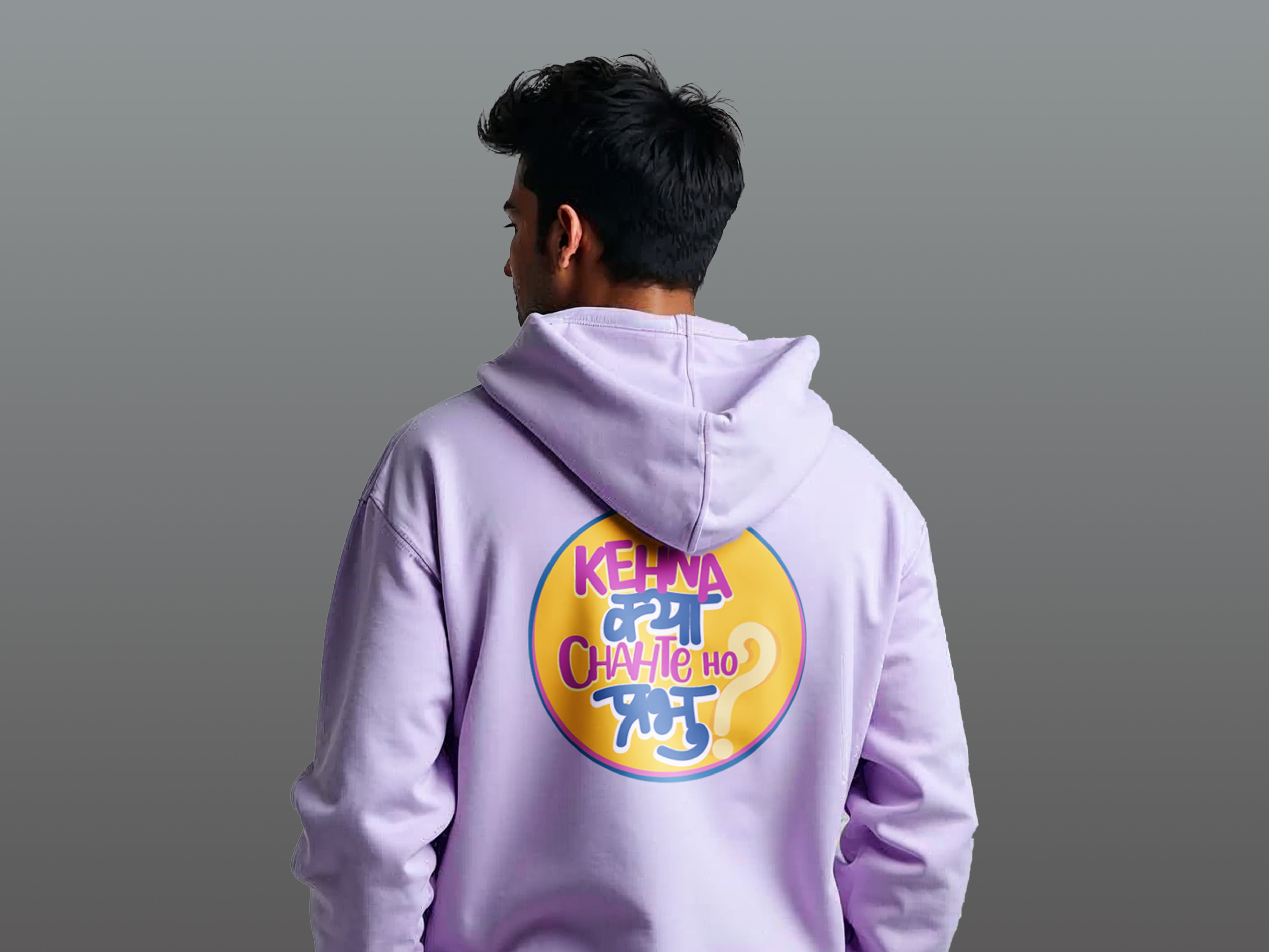 TMKOC Men Oversized Lavender Hoodies Cotton 350 GSM Long Sleeve KEHNA KYA CHAHTE HO PRABHU