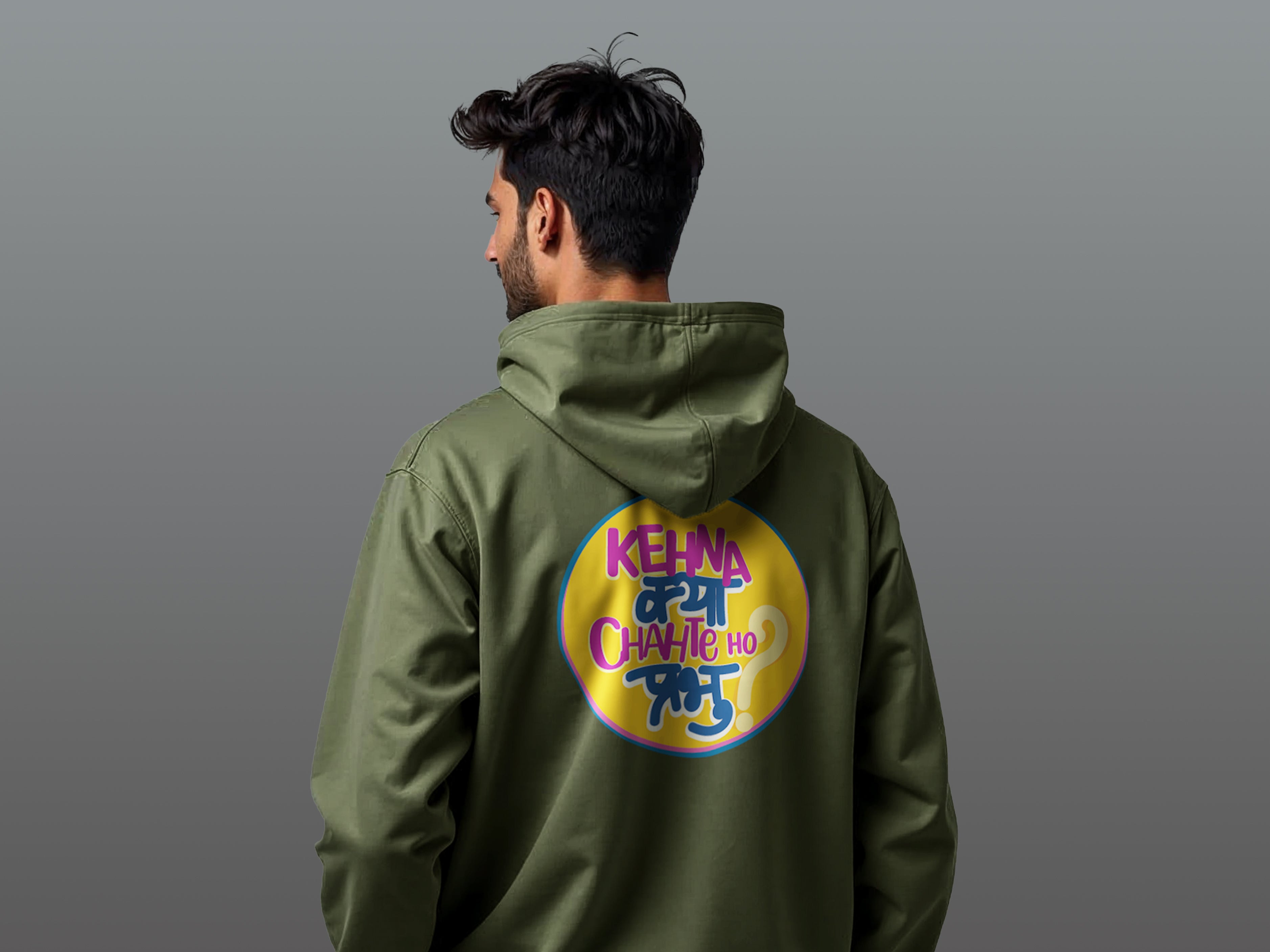 TMKOC Olive Green Cotton Regular Fit Hoodies for Men KEHNA KYA CHAHTE HO PRABHU