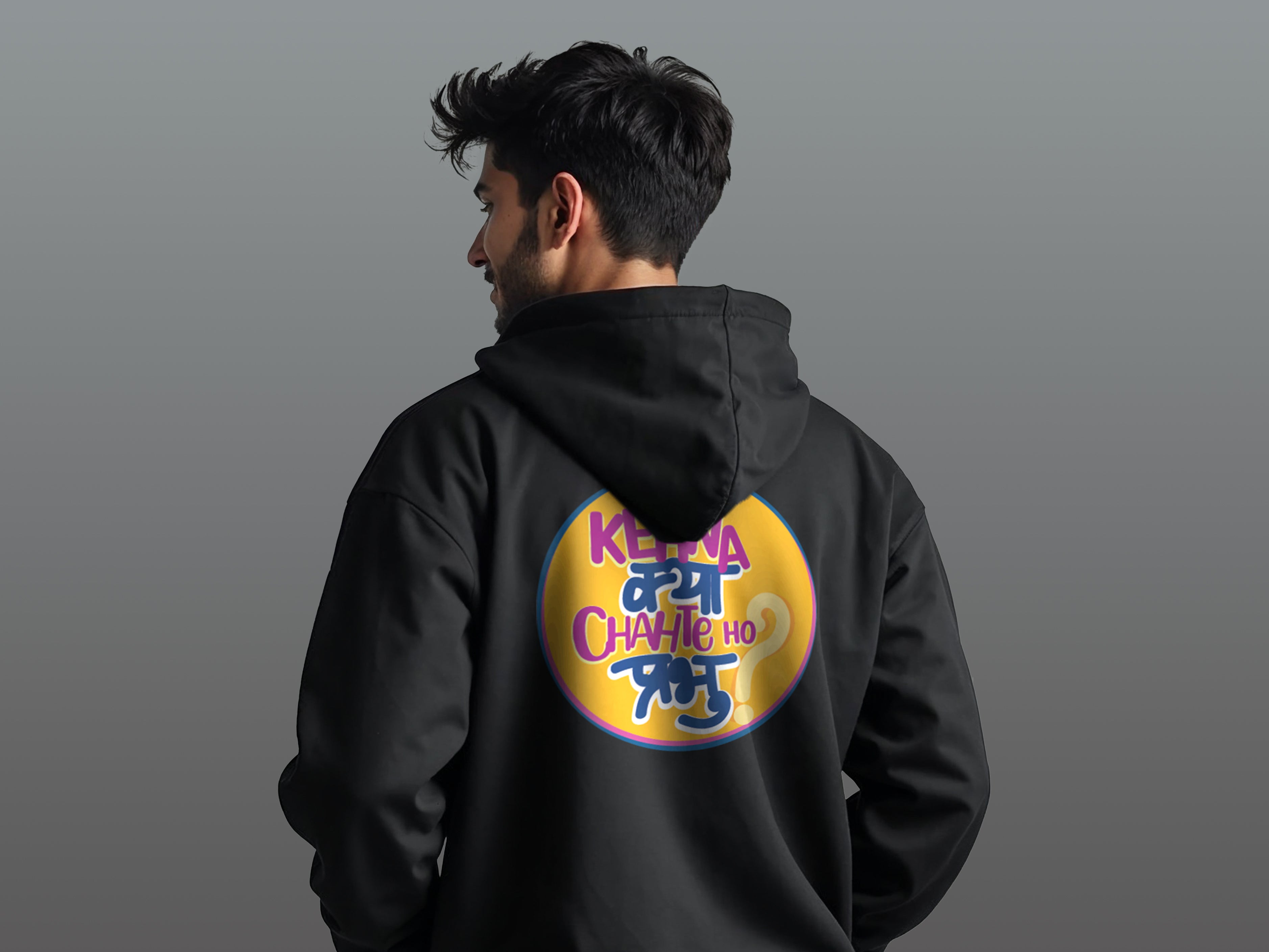 TMKOC Oversized Black Hoodies Cotton 350 GSM Long Sleeve KEHNA KYA CHAHTE HO PRABHU