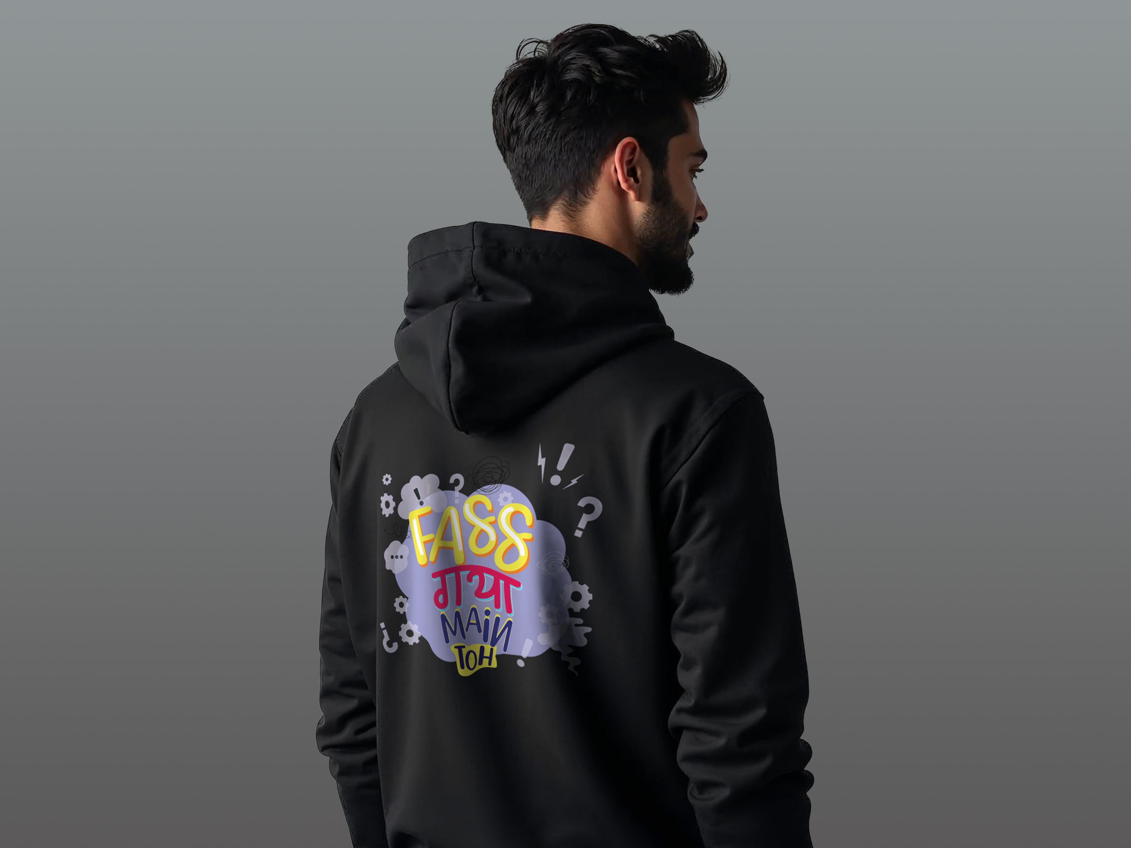 TMKOC Black Cotton Regular Fit Hooded Sweatshirt for Men FASS GAYA MAIN TOH