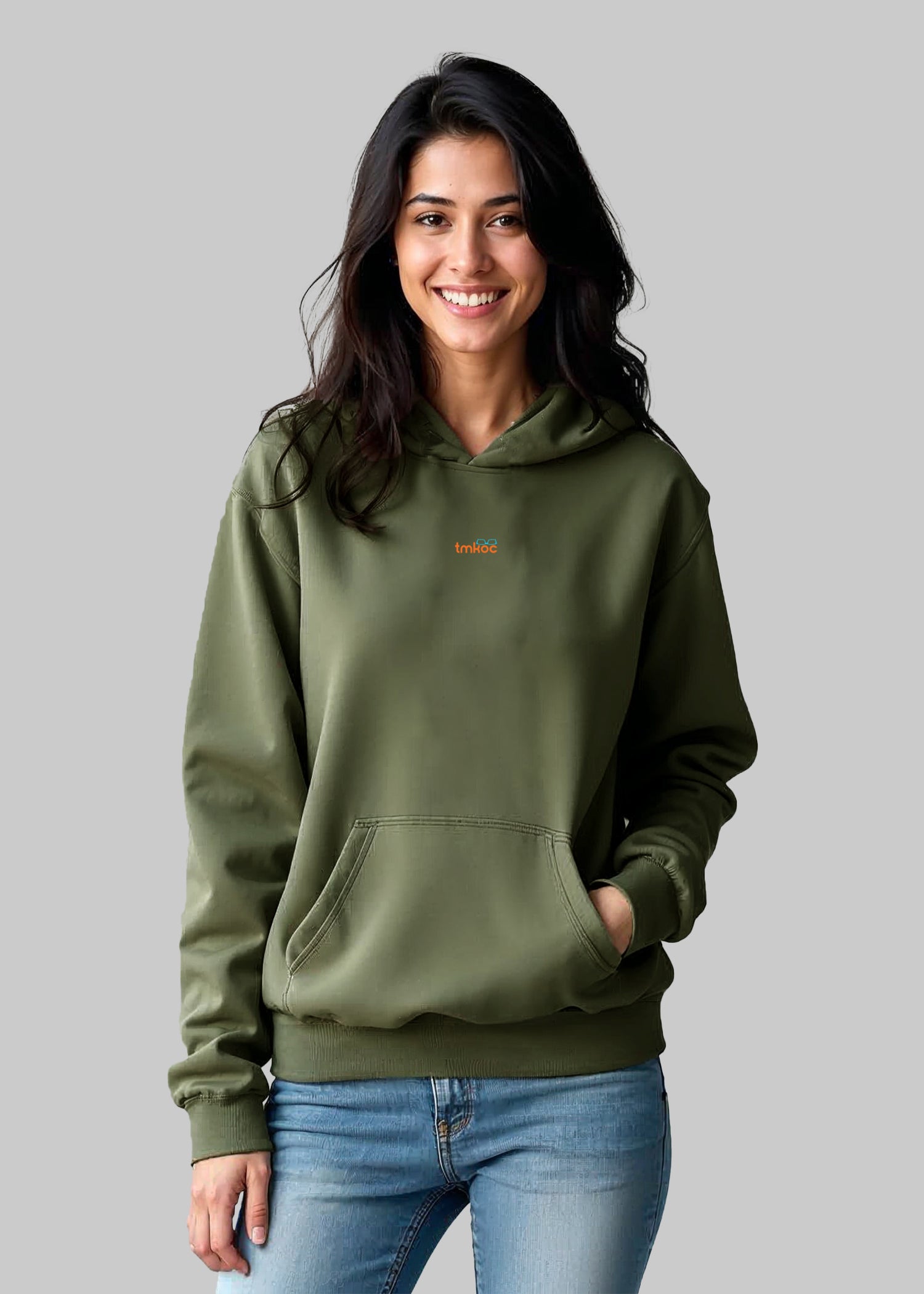 TMKOC Olive Green Cotton Regular Fit Hoodies for Women AE TU SHANTI RAKHNA BHAI