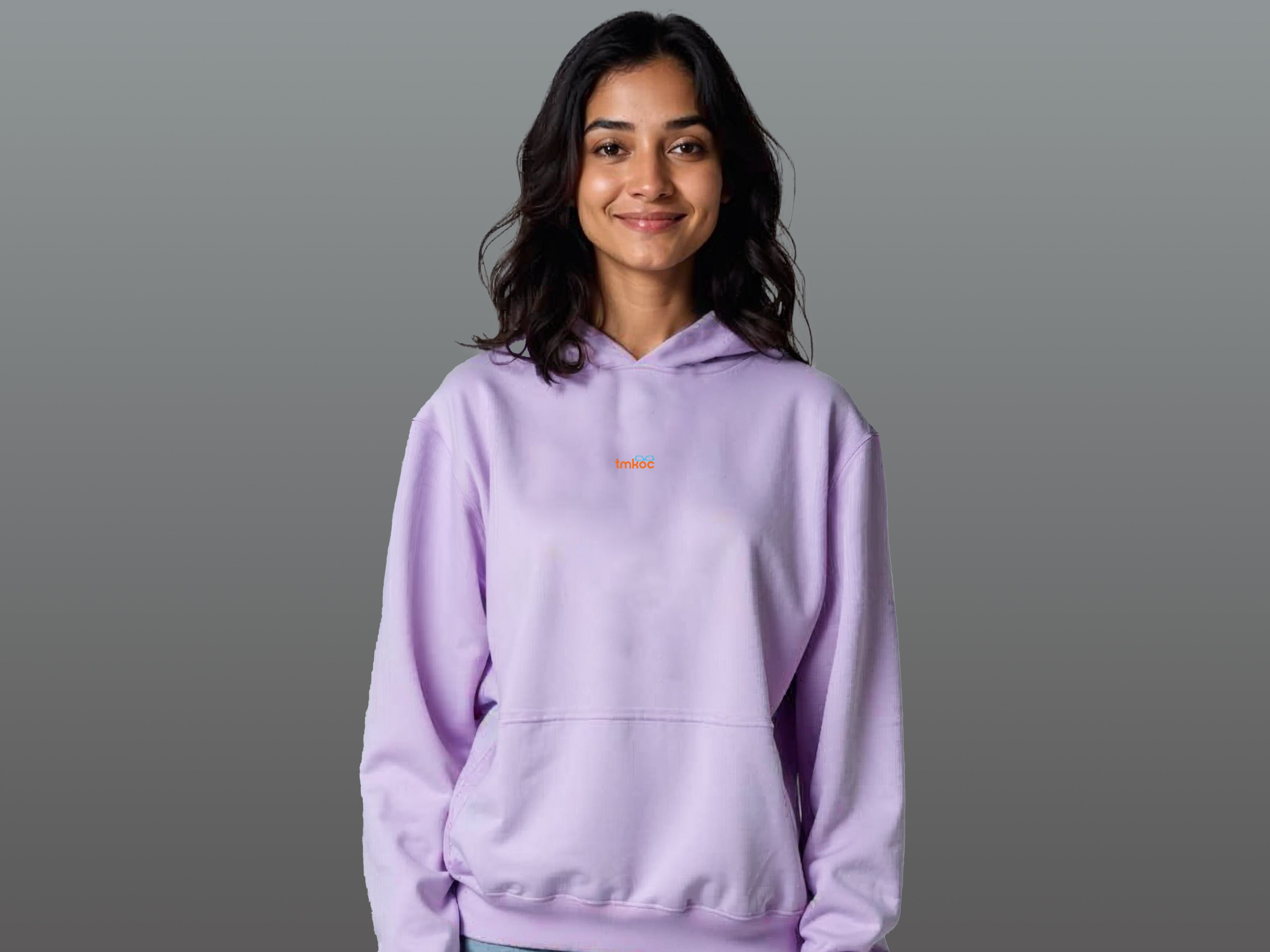 TMKOC Women Lavender Oversized Hoodies Cotton 350 GSM Long Sleeve