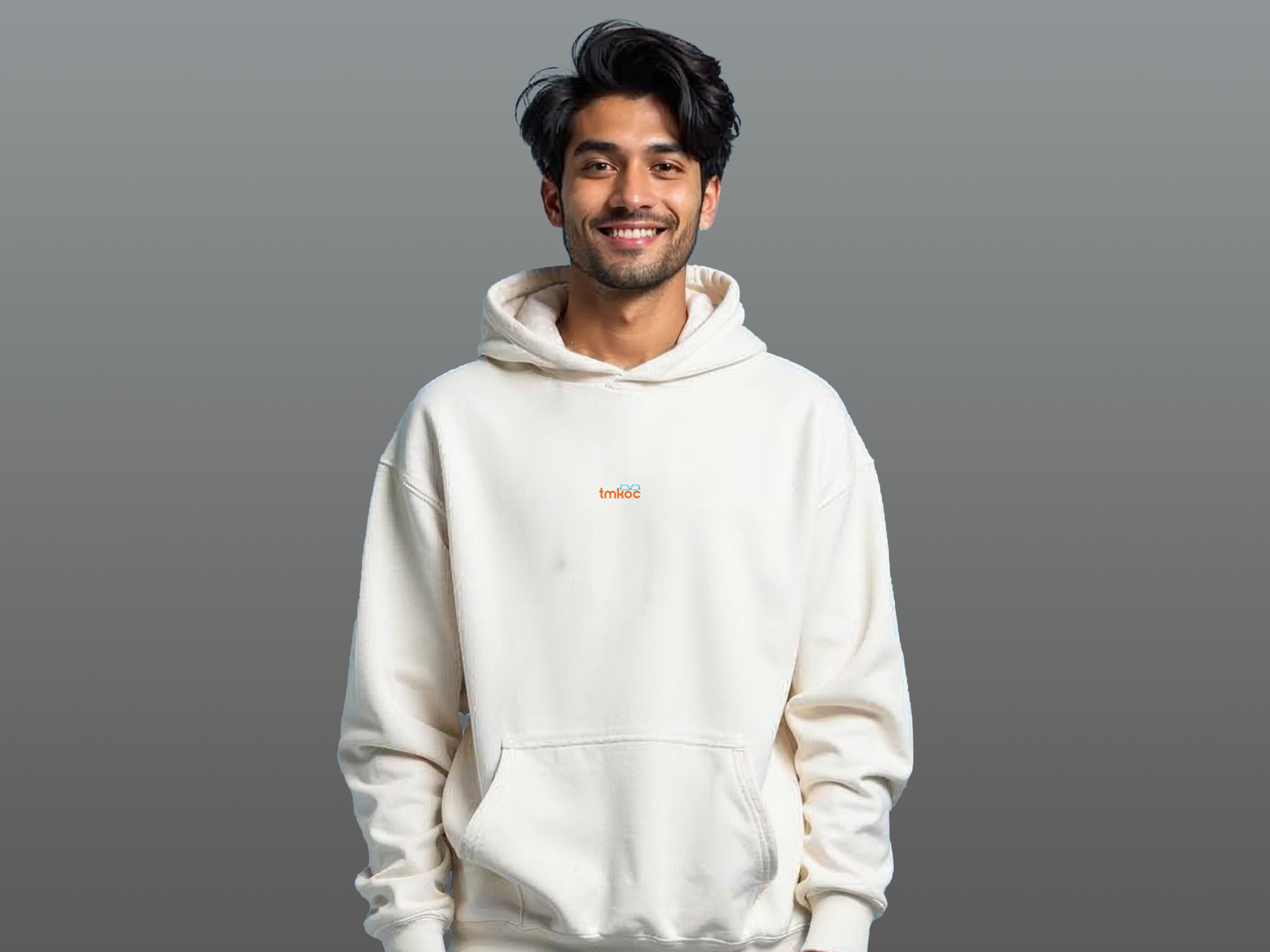 TMKOC Men Off-White Oversized Hoodies Cotton 350 GSM Long Sleeve