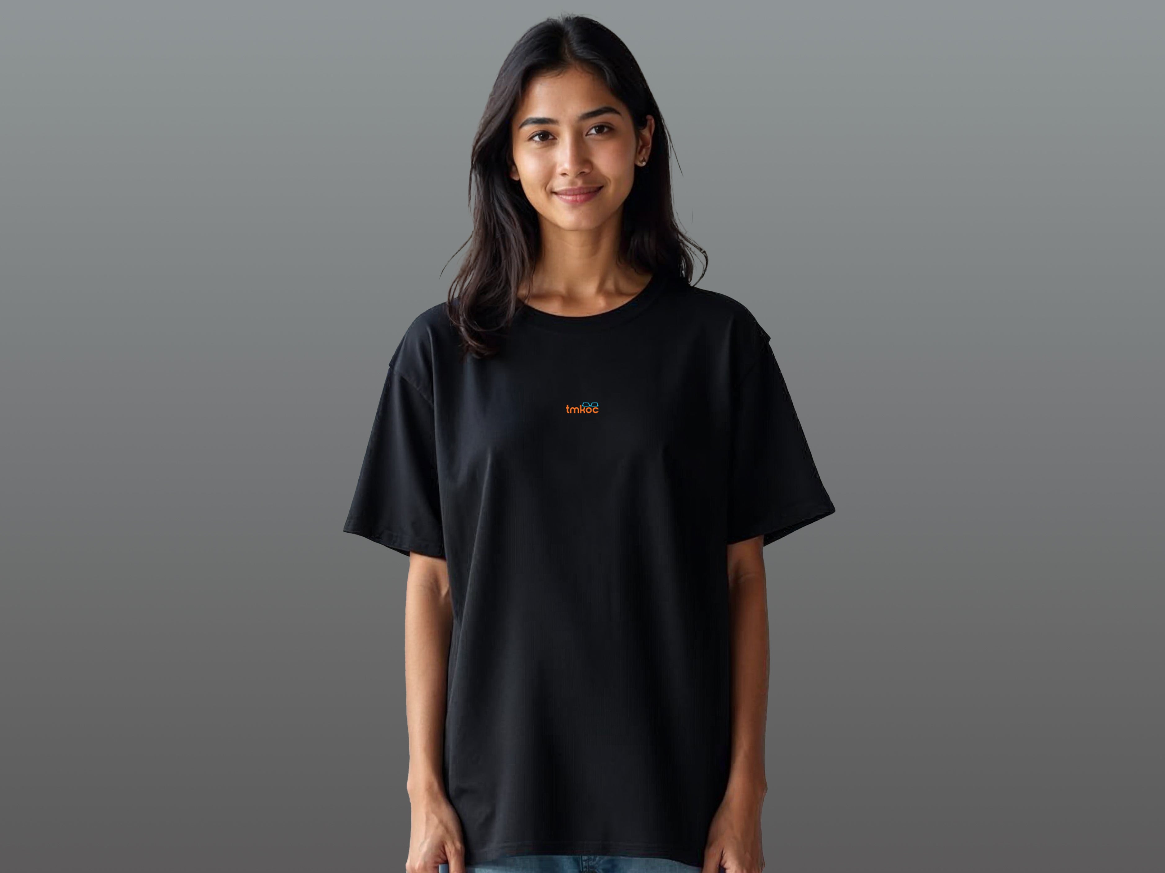 TMKOC Oversized Printed Black T-Shirts For Women