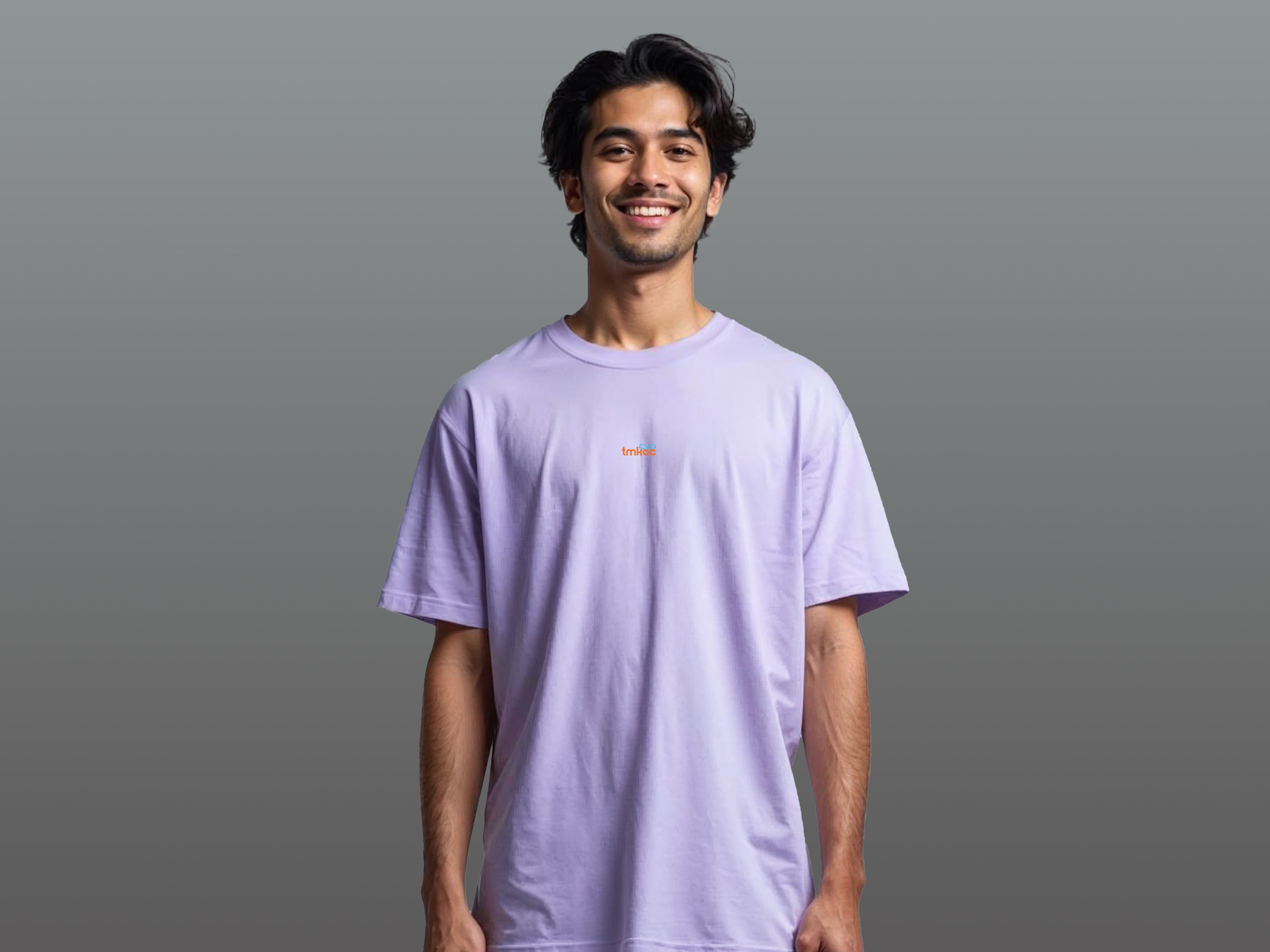 TMKOC Oversized Printed T-Shirts Lavender Color