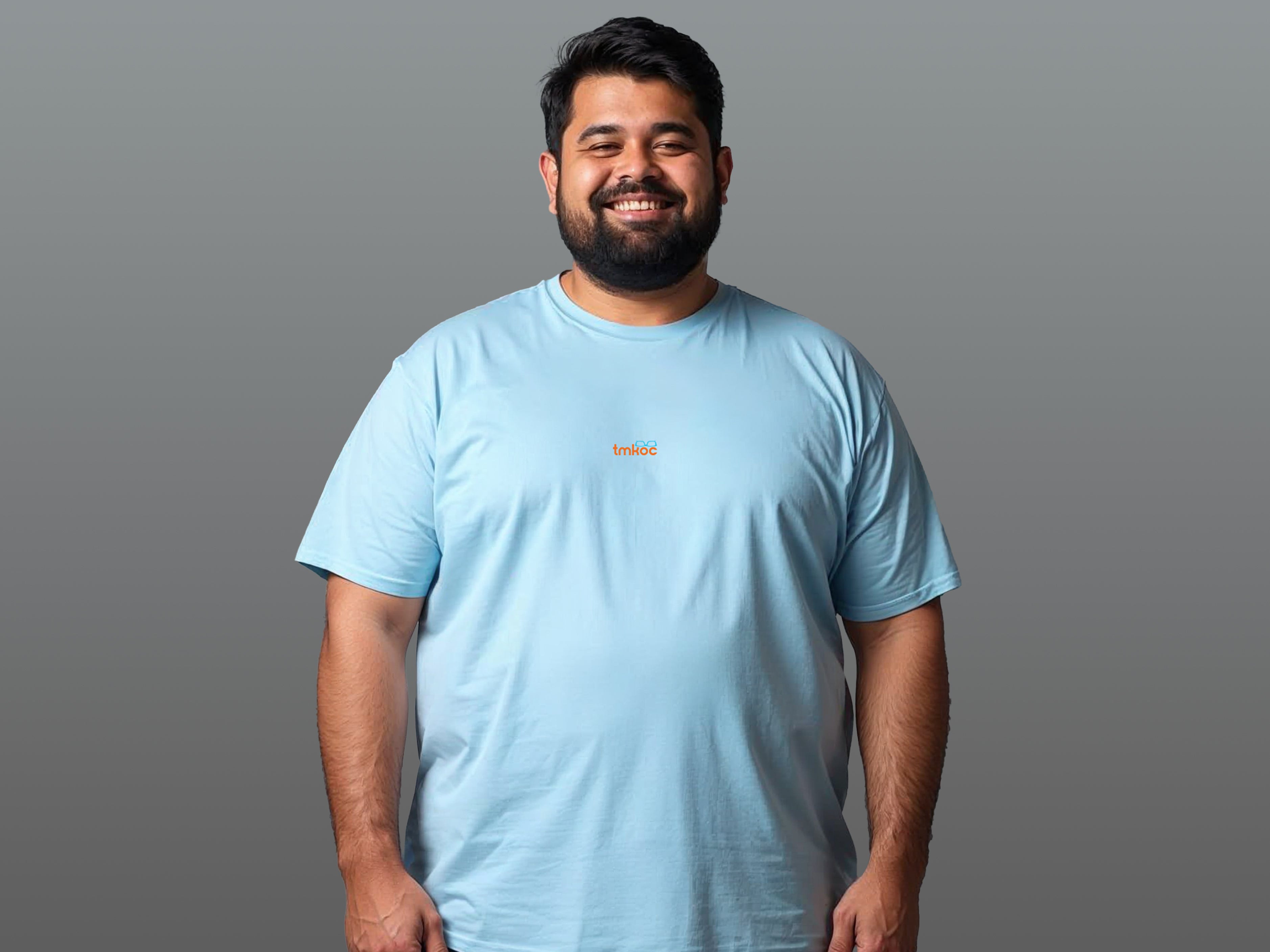 TMKOC Blue Plus Size Men's Regular Fit Round Round Neck T-shirt