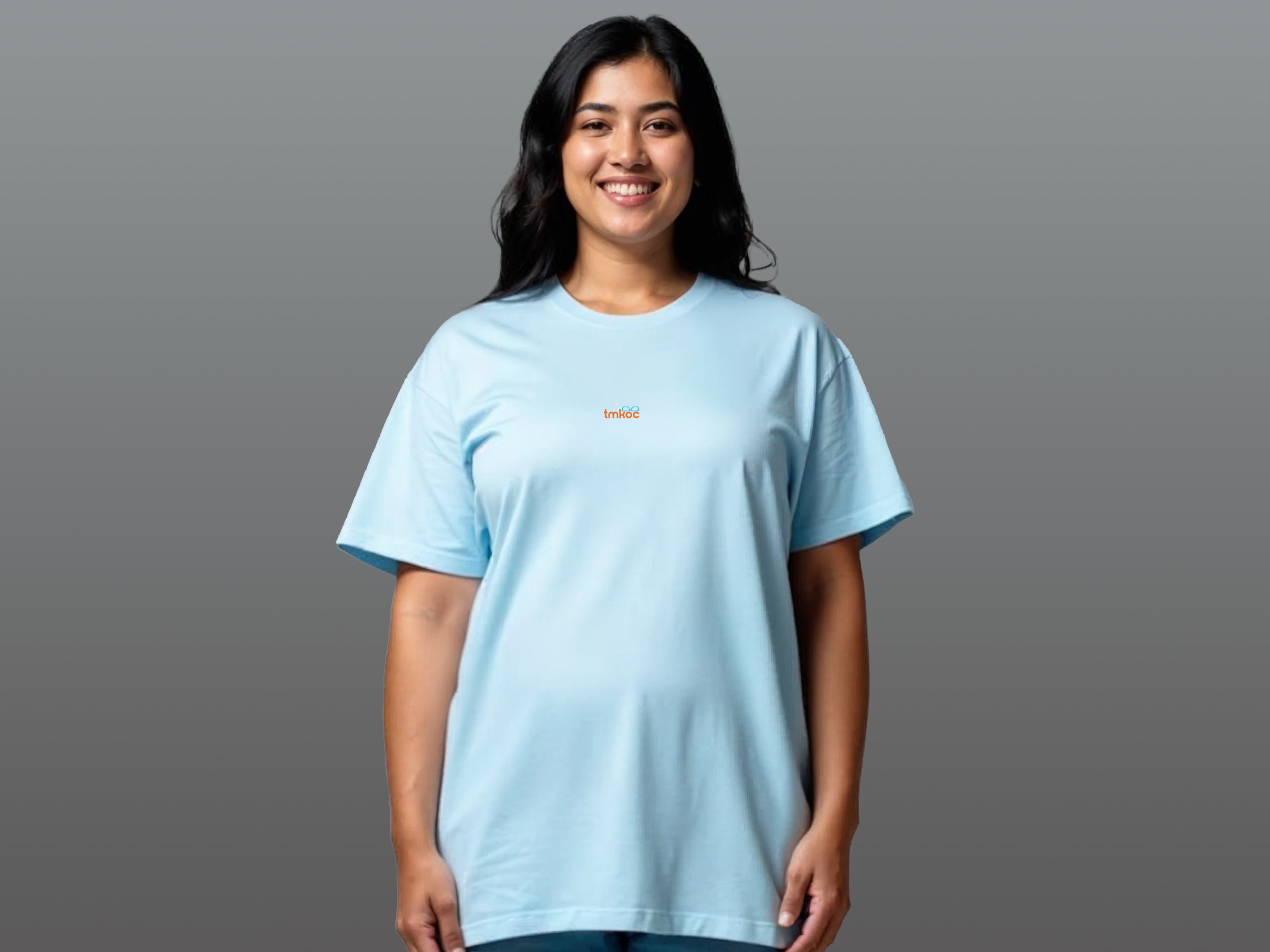 TMKOC Printed Round Neck Blue Plus Size T-shirts