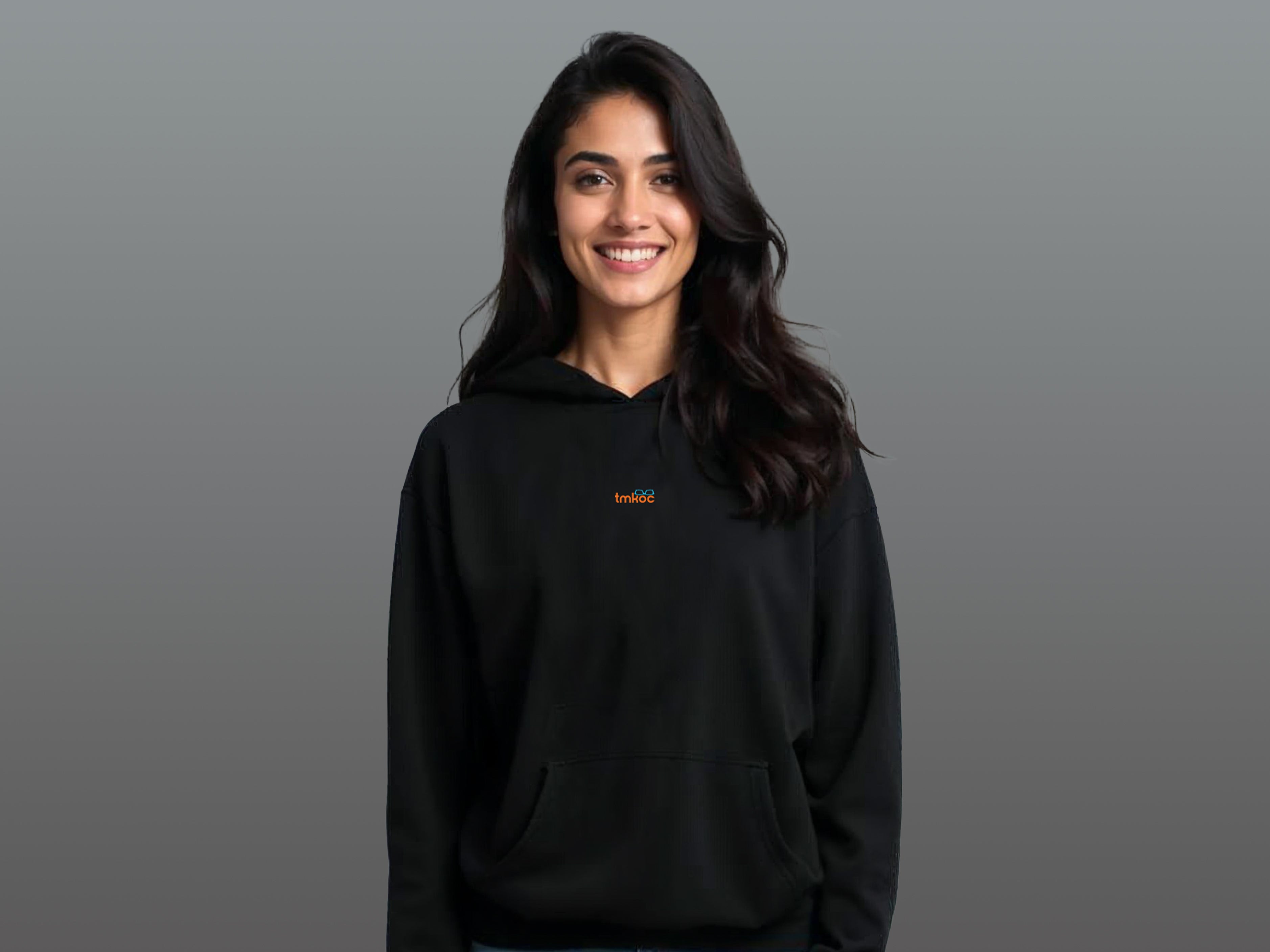 TMKOC Regular Fit Black Cotton Hoodies For Women