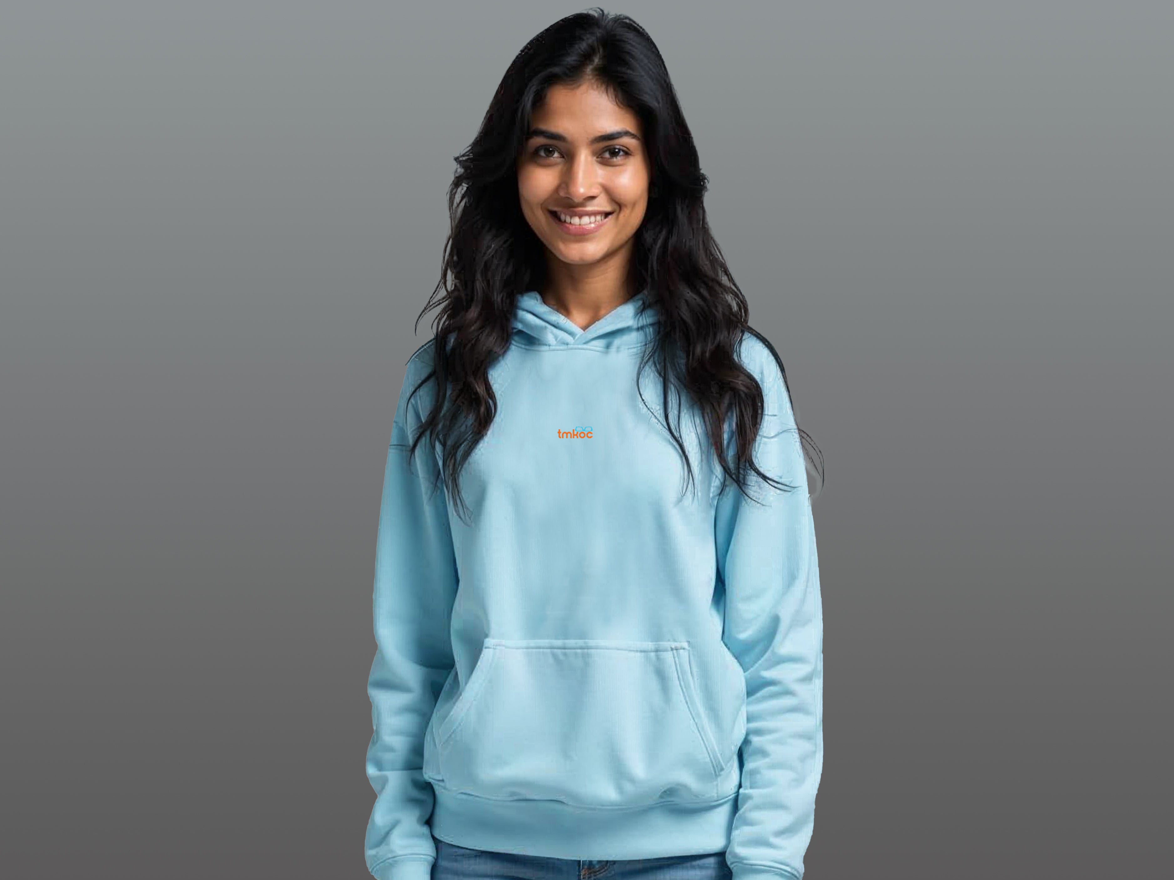 TMKOC Regular Fit Blue Cotton Hoodies For Women