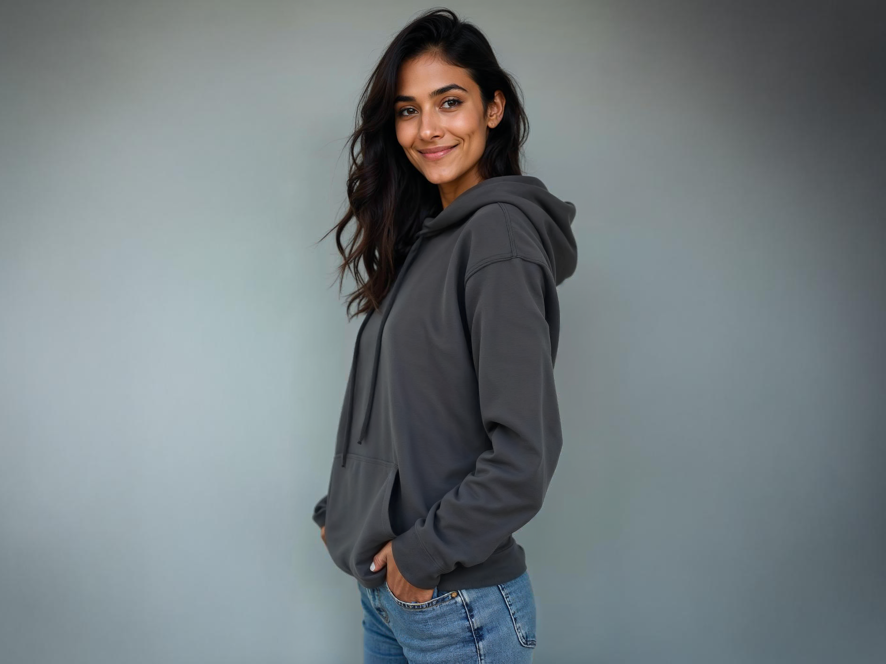 TMKOC Regular Fit Grey Hoodies for Women