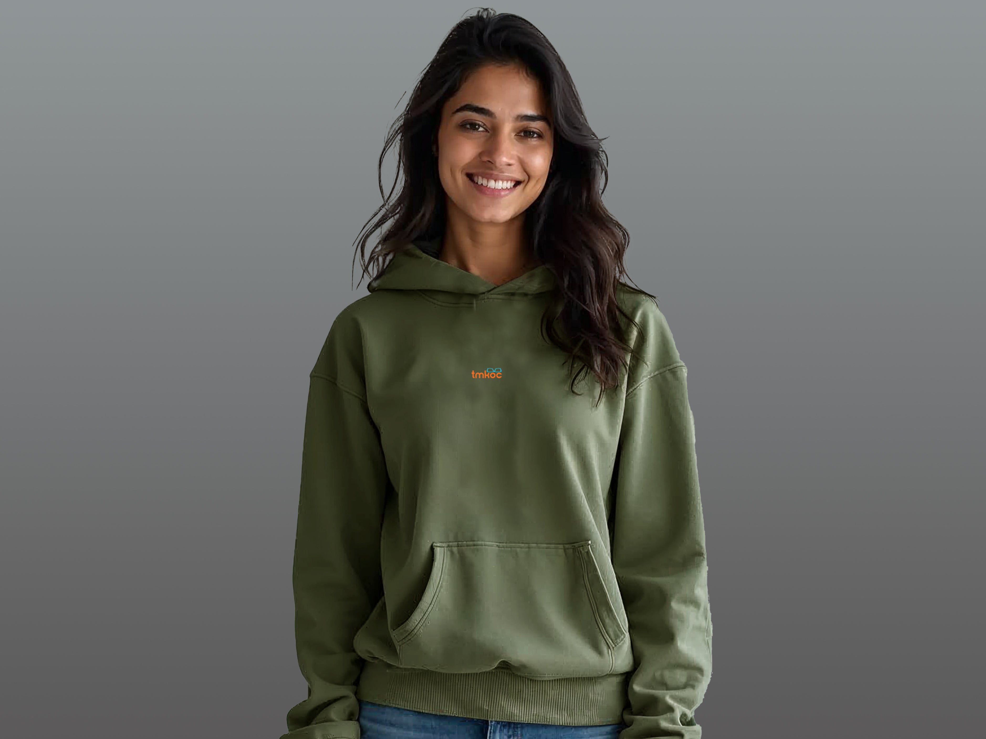 TMKOC Olive Green Cotton Regular Fit Hoodies for Women